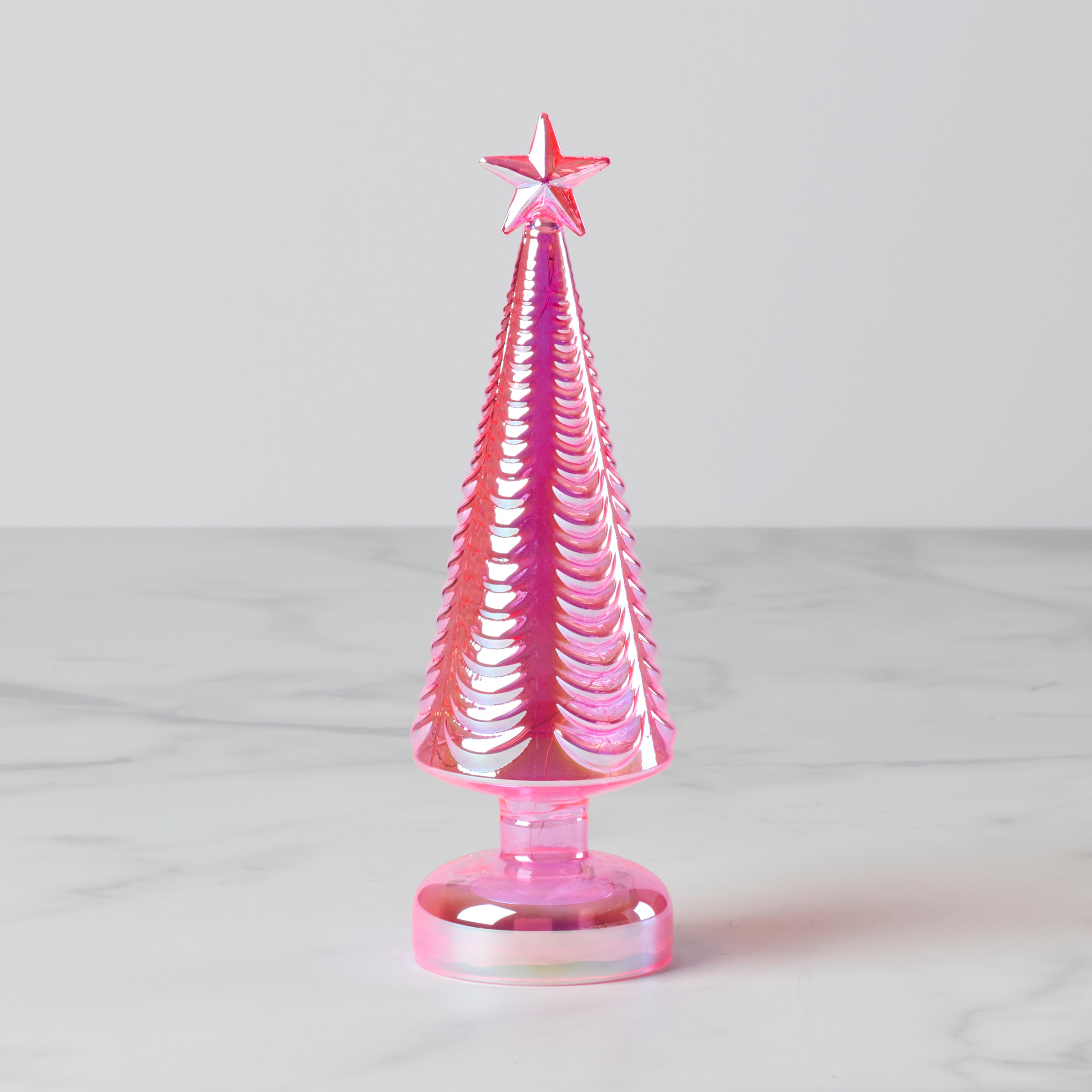 Pink LED Holiday Tree with Star Topper | Glass Decor
