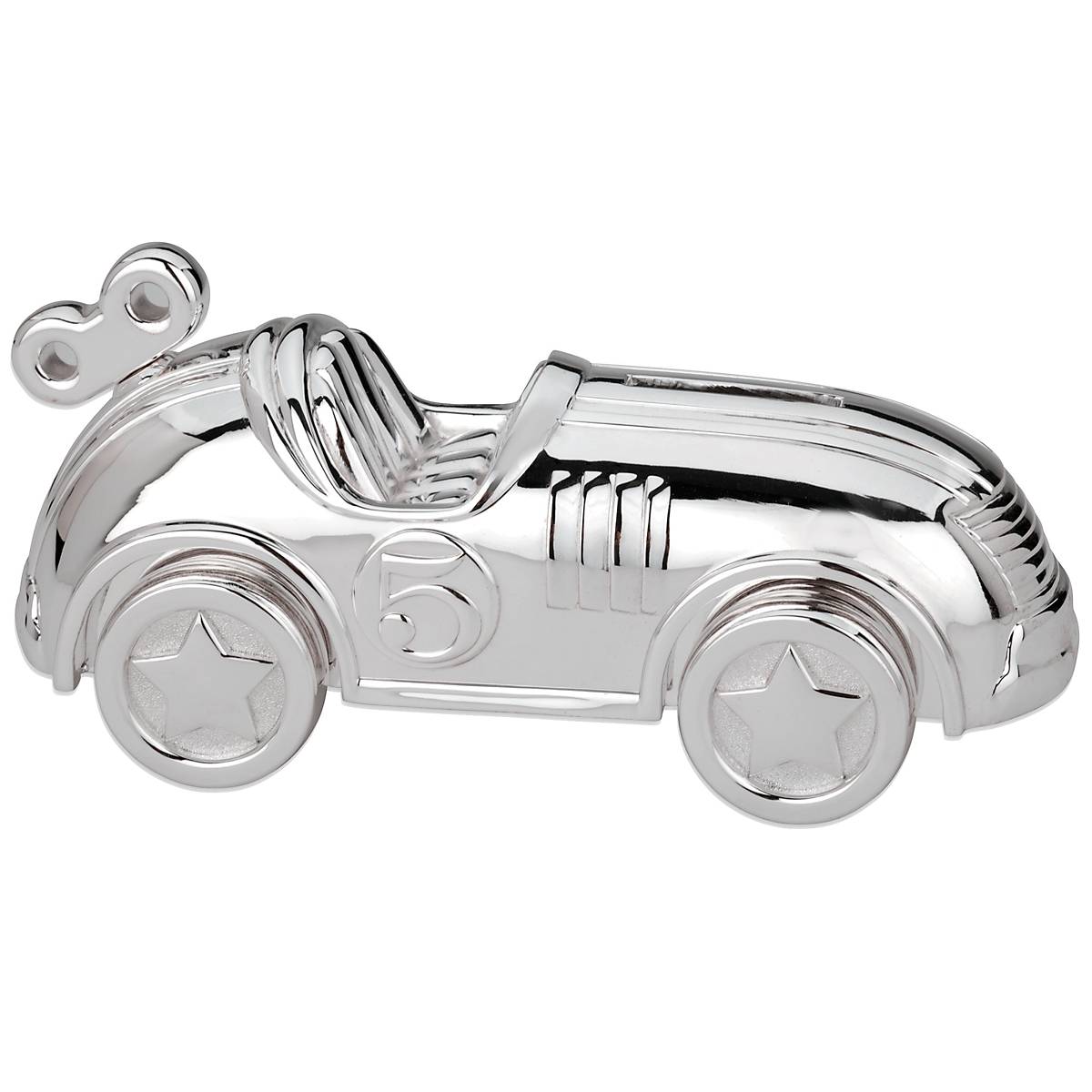 Silverplate Race Car Coin Bank with Key | Kids Savings Gift