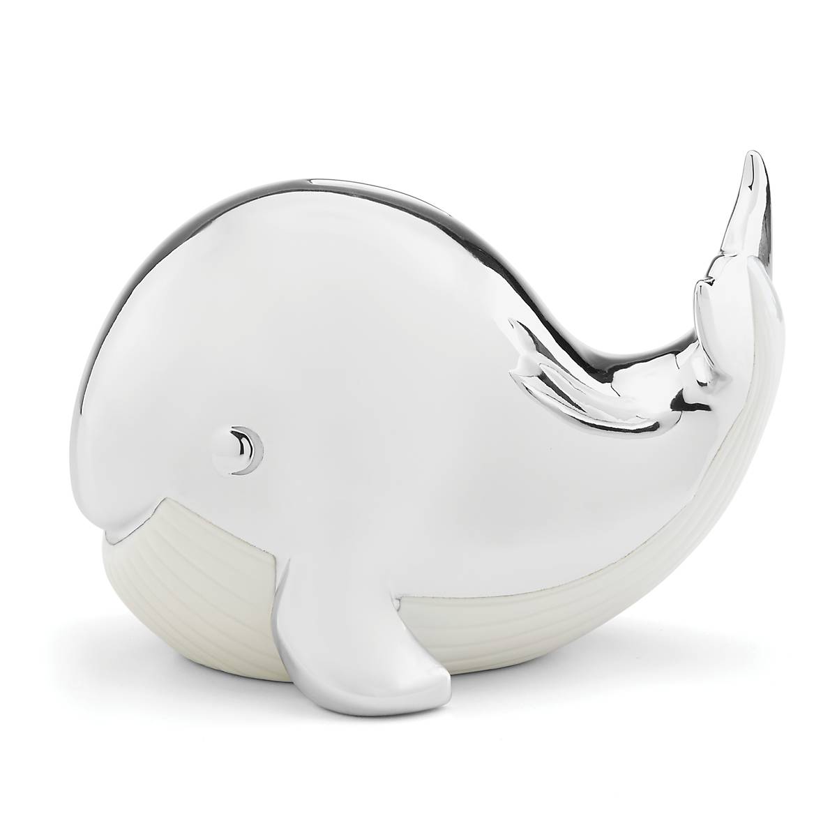 Porcelain Whale Coin Bank with Silver Finish | Mystic Sea Collection