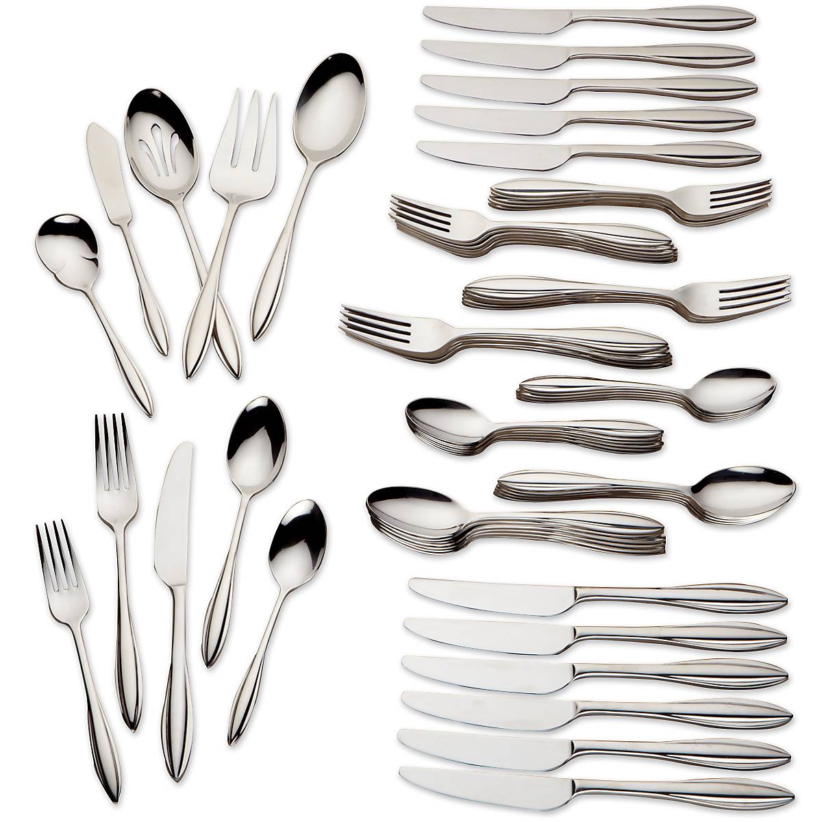 65-Piece Stainless Steel Flatware Set for Modern Dining | Lenox Sculpt