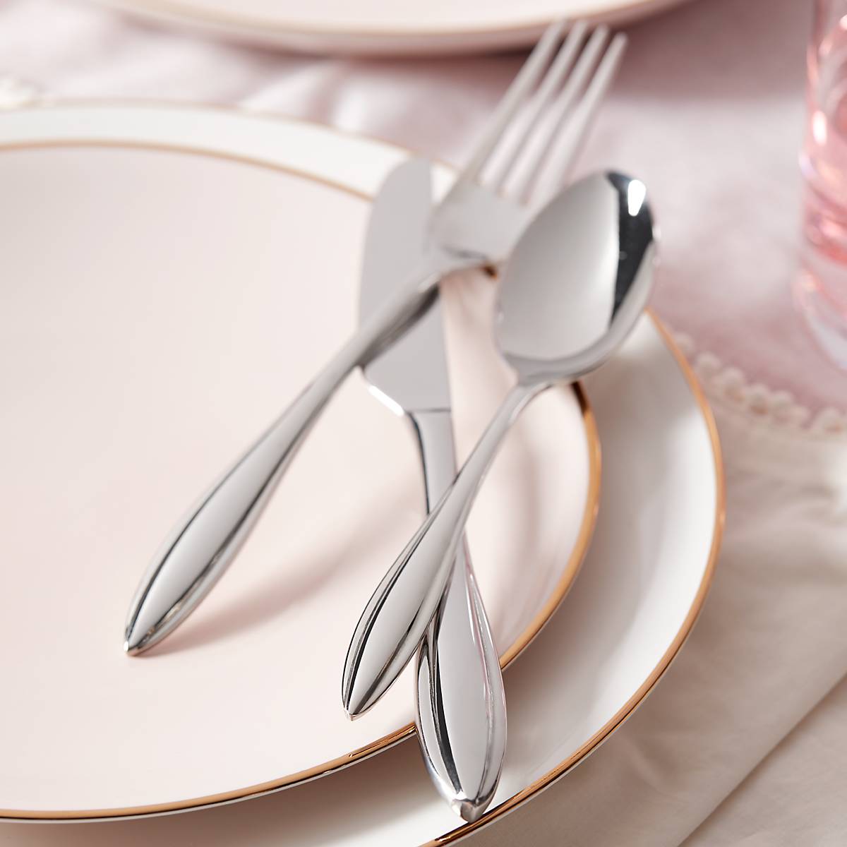 65-Piece Stainless Steel Flatware Set for Modern Dining | Lenox Sculpt