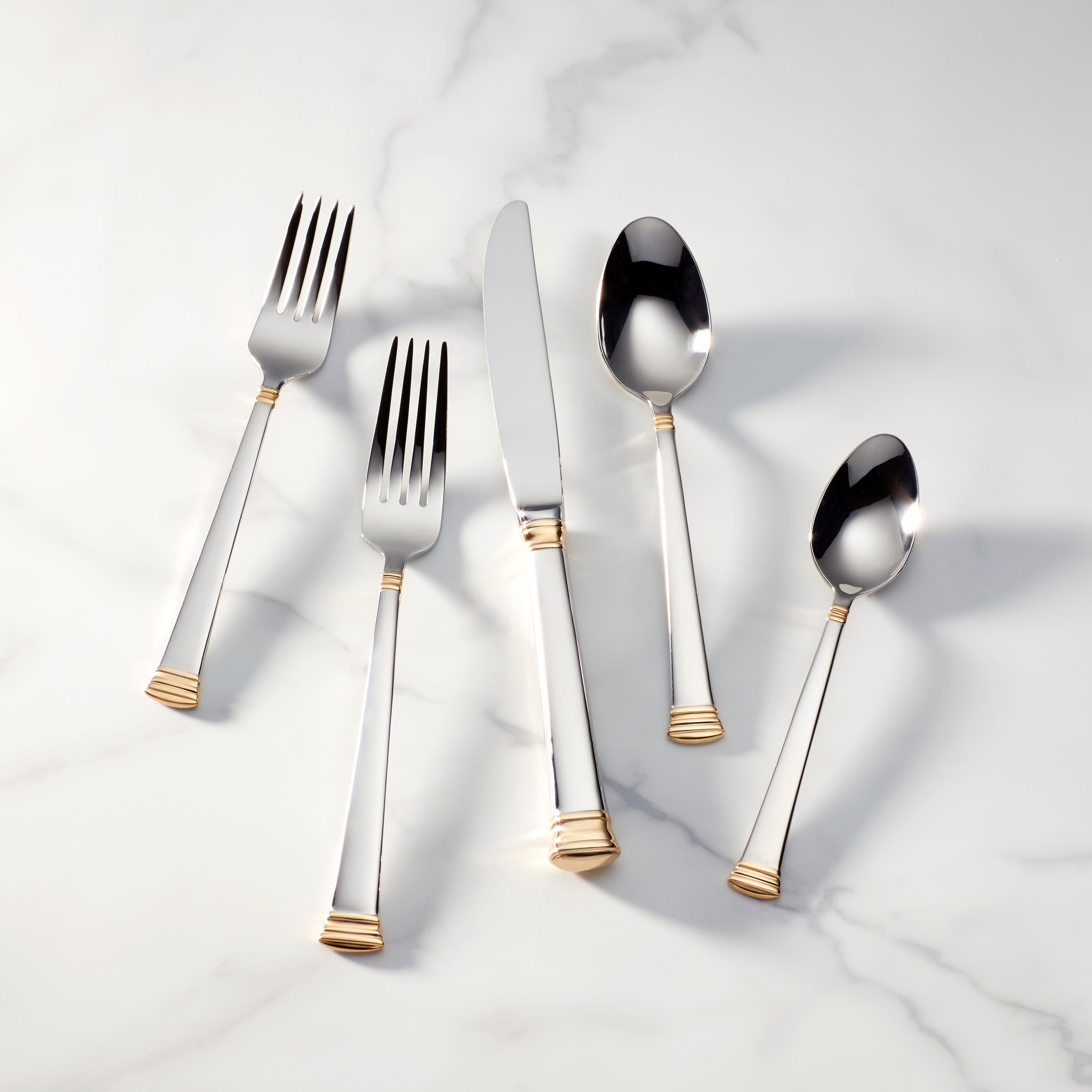 24K Gold-Plated Stainless Steel 5-Piece Flatware Set | Eternal Gold