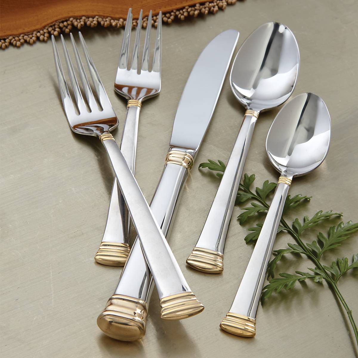 24K Gold-Plated Stainless Steel 5-Piece Flatware Set | Eternal Gold