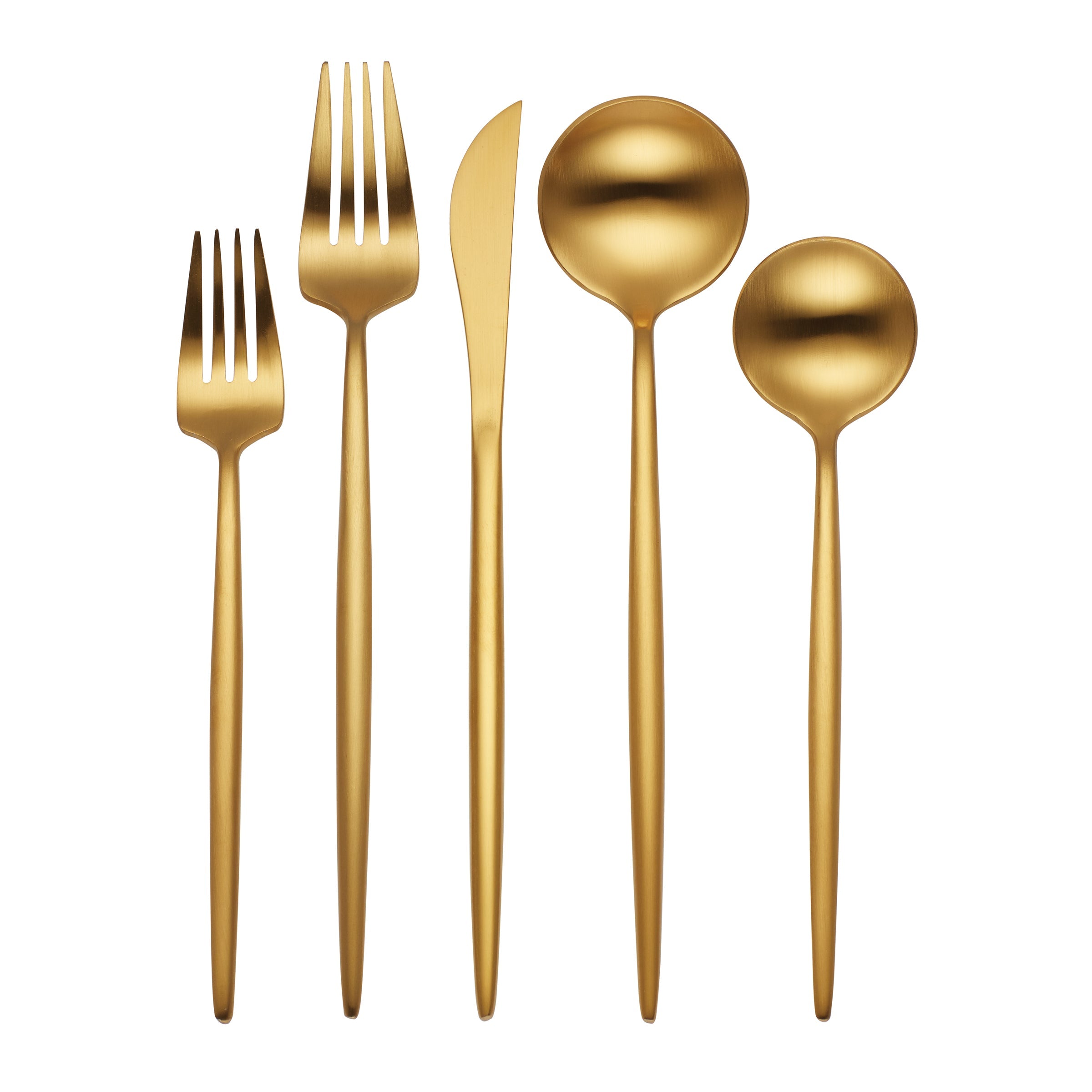 Gold Satin Flatware Set 45-Piece for Dining | Zephyr by Skandia