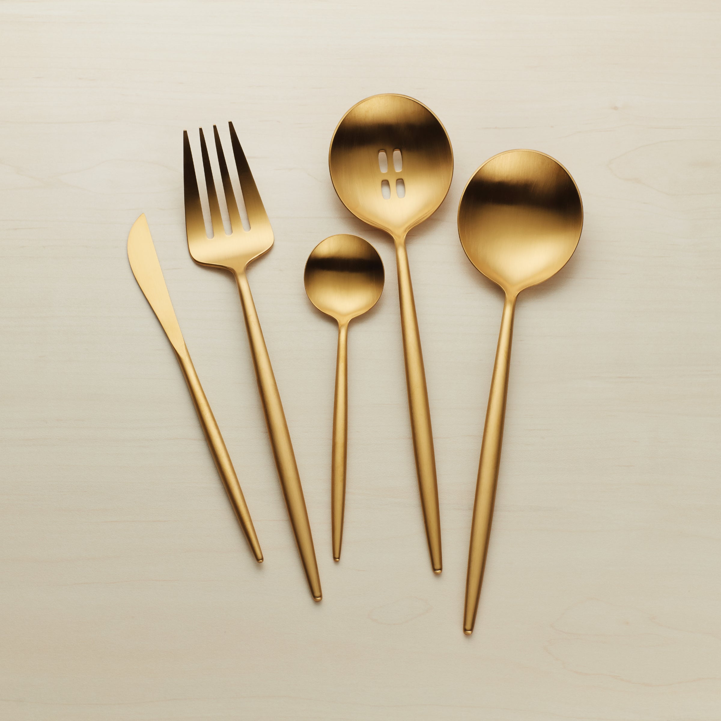Gold Satin Flatware Set 45-Piece for Dining | Zephyr by Skandia