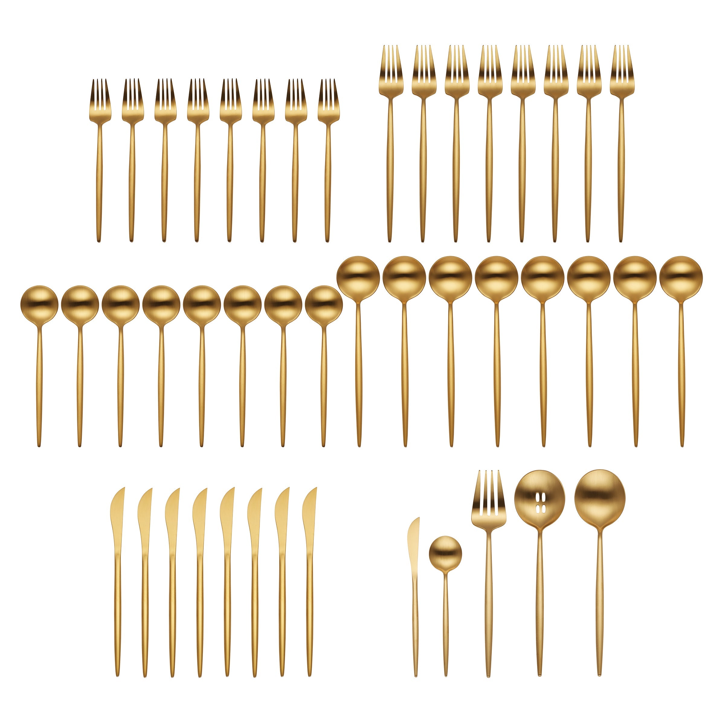 Gold Satin Flatware Set 45-Piece for Dining | Zephyr by Skandia