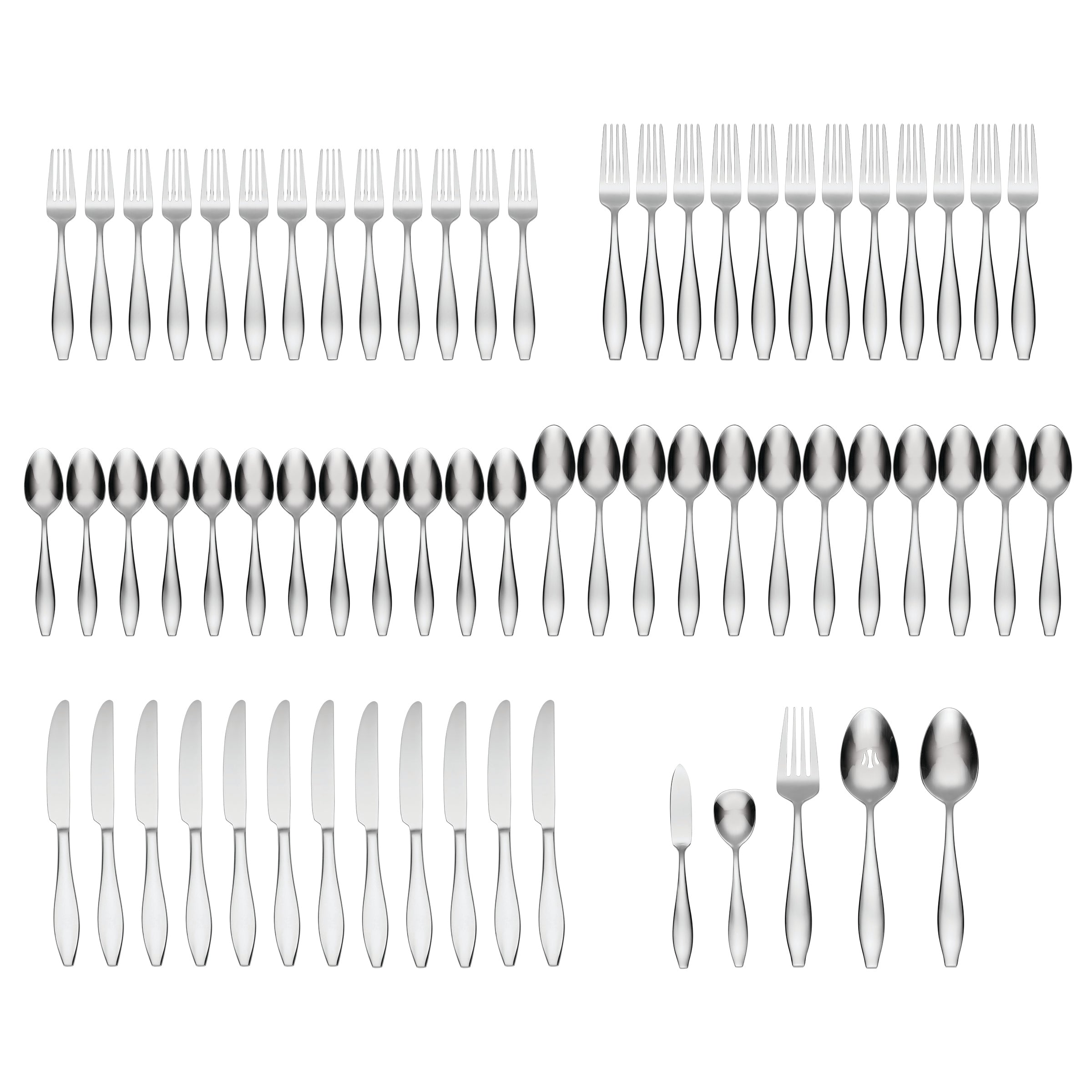 65-Piece Flatware Set with Bold Clipped Ends | Comet