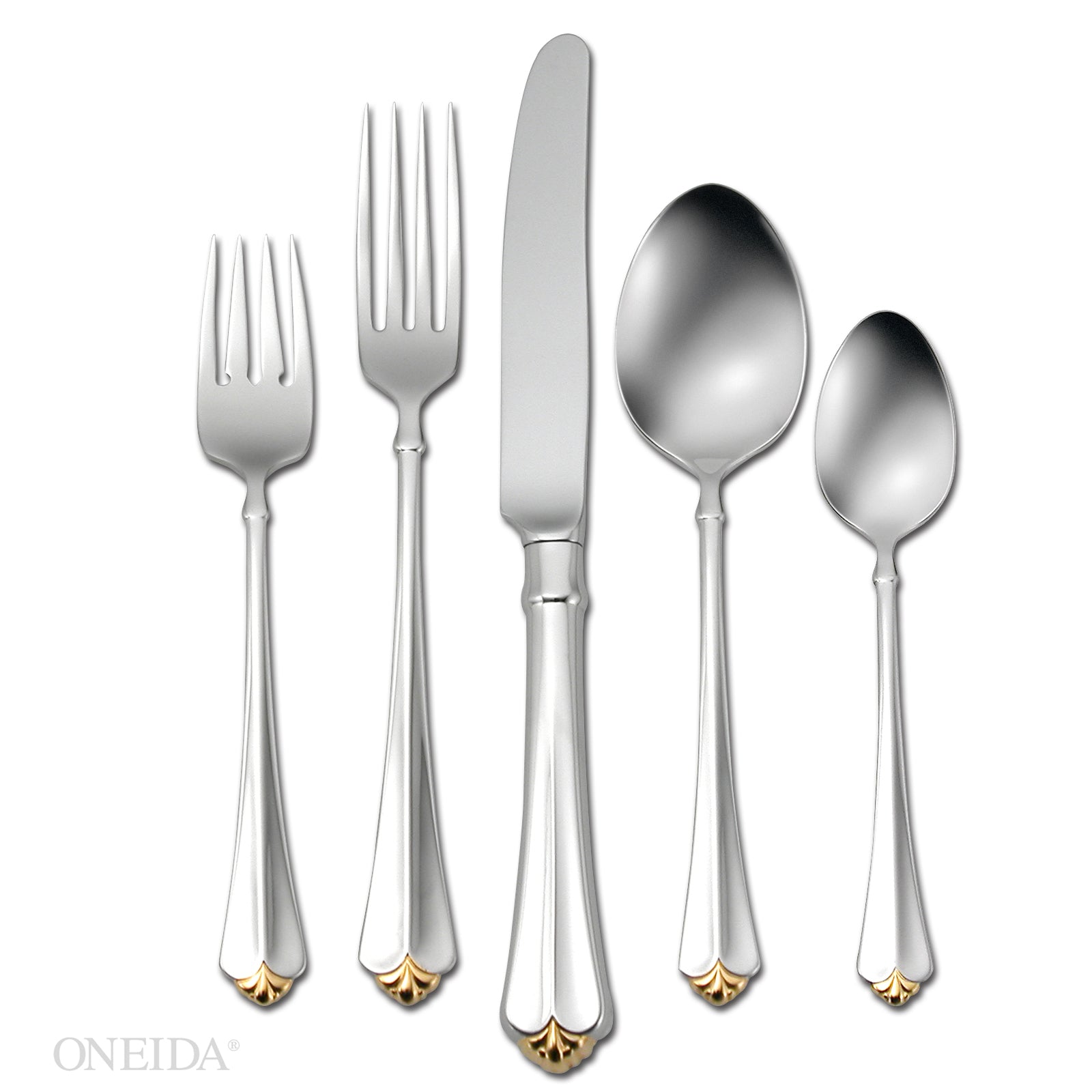 Gold-Tipped 5-Piece Dinnerware Set for Formal & Casual | Juilliard
