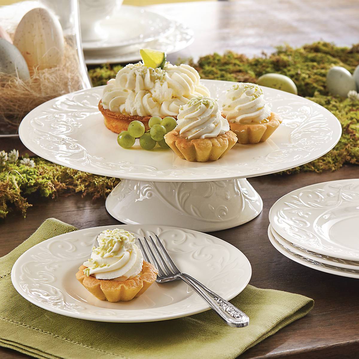Opal Innocence Carved Dinnerware Set | 4-Piece Dishwasher-Safe Plates