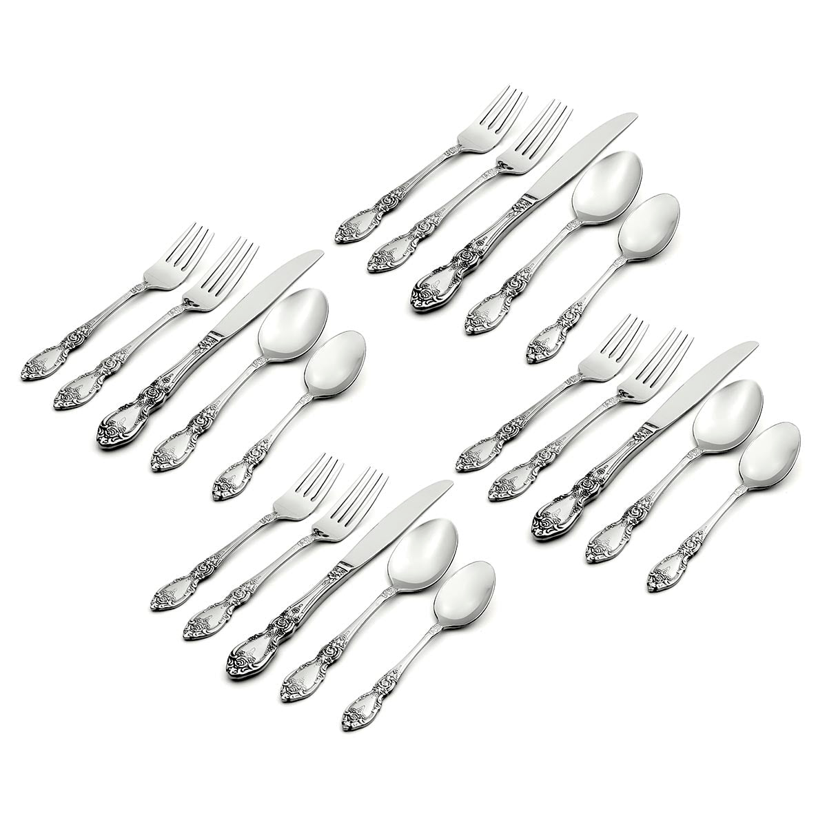 20-Piece Romantic Floral Flatware Set | Wordsworth