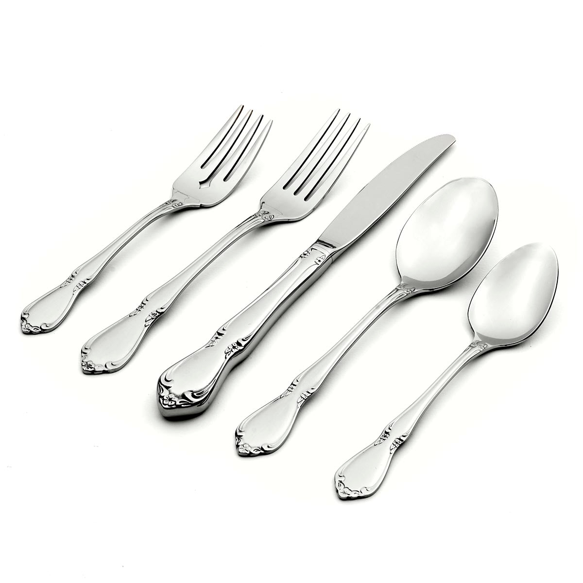 French Baroque 5-Piece Place Setting with Scrolled Flowers | Chateau