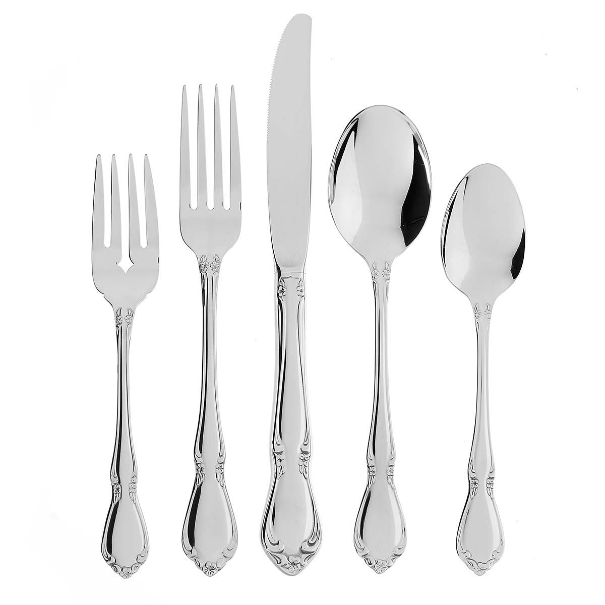 French Baroque 5-Piece Place Setting with Scrolled Flowers | Chateau