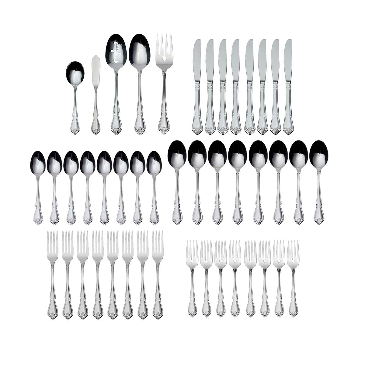 Vintage Sterling Silver Flatware Set 45-Piece | True Rose