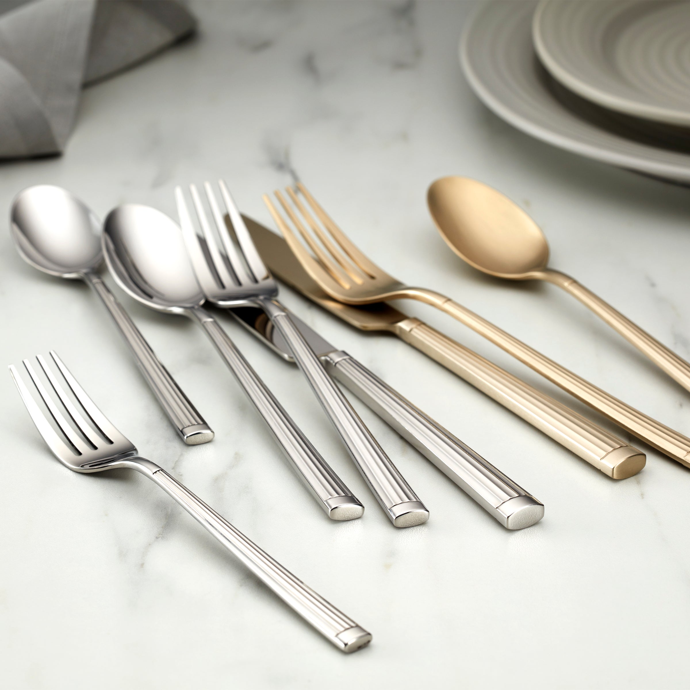 Champagne Mist Satin Flatware Set - 20 Piece | Robyn
