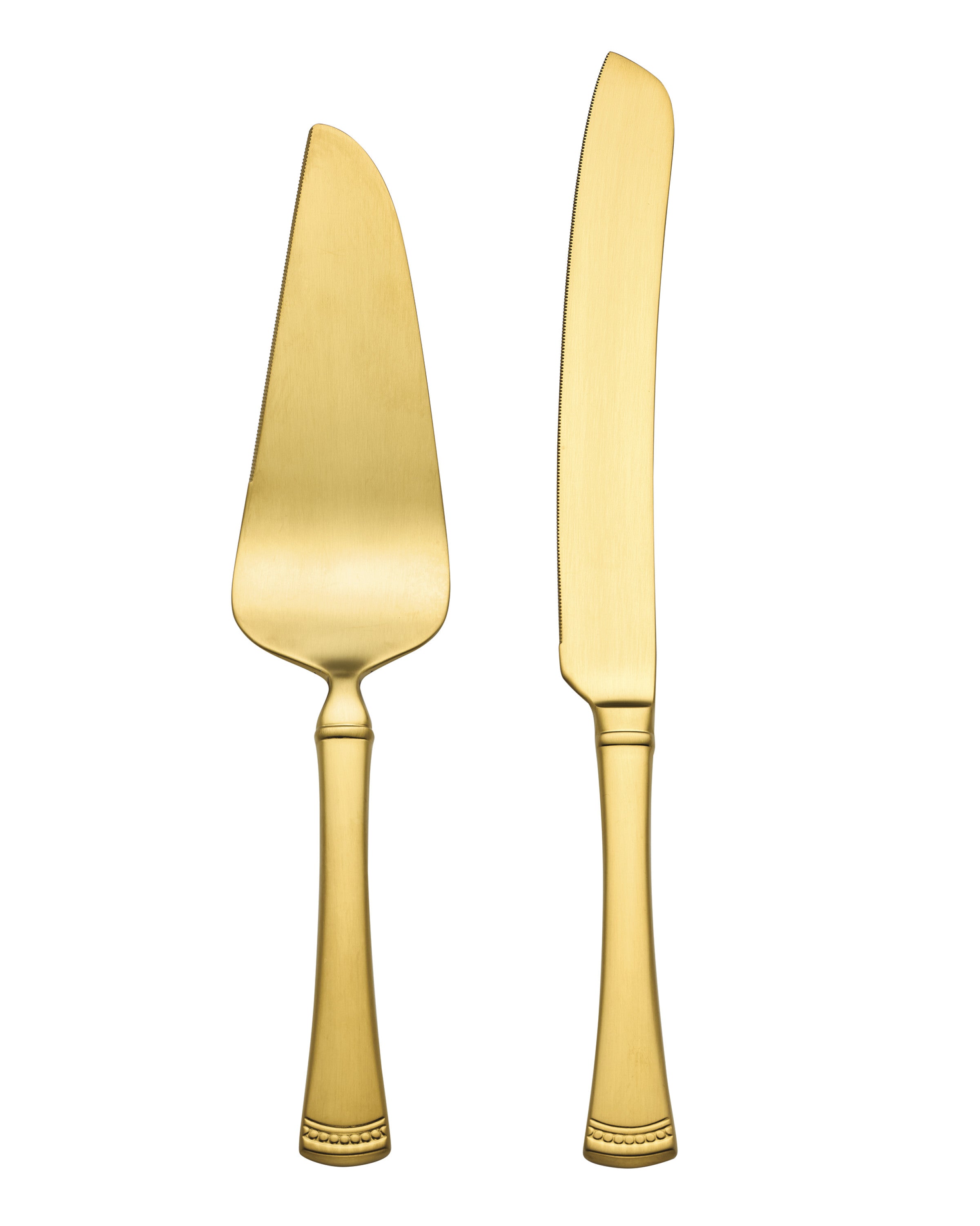 Gold Satin 2-Piece Dessert Set with Flared Handles | Portola