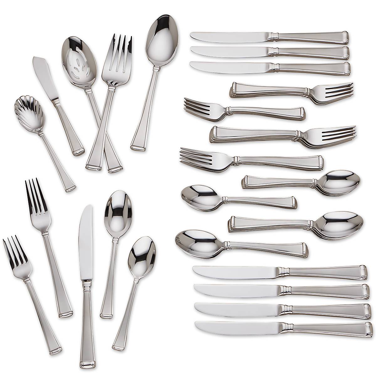 45-Piece Stainless Steel Flatware Set for Formal & Casual Dining | Column Frosted