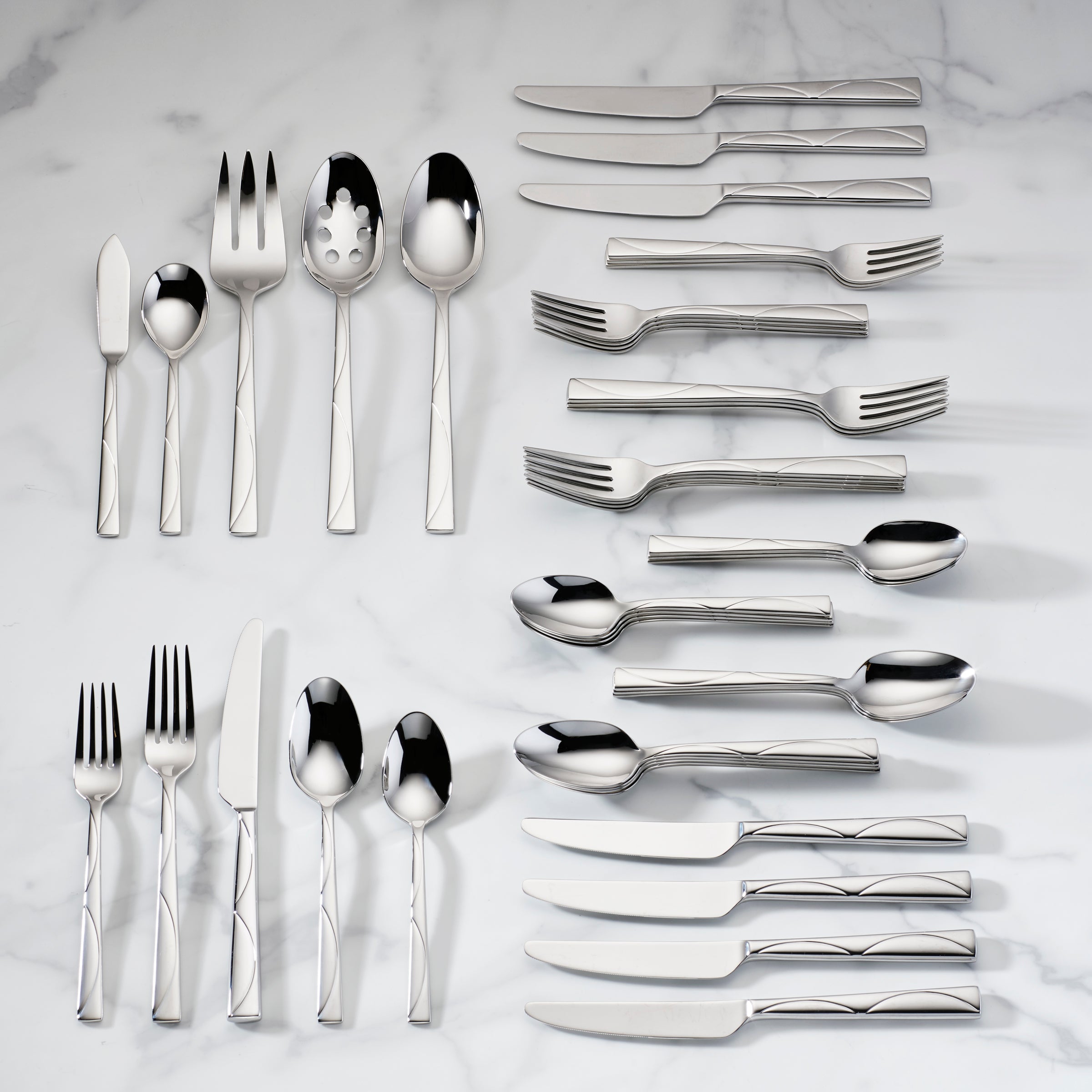 45-Piece Stainless Steel Flatware Set with Scalloped Design | Kate Spade