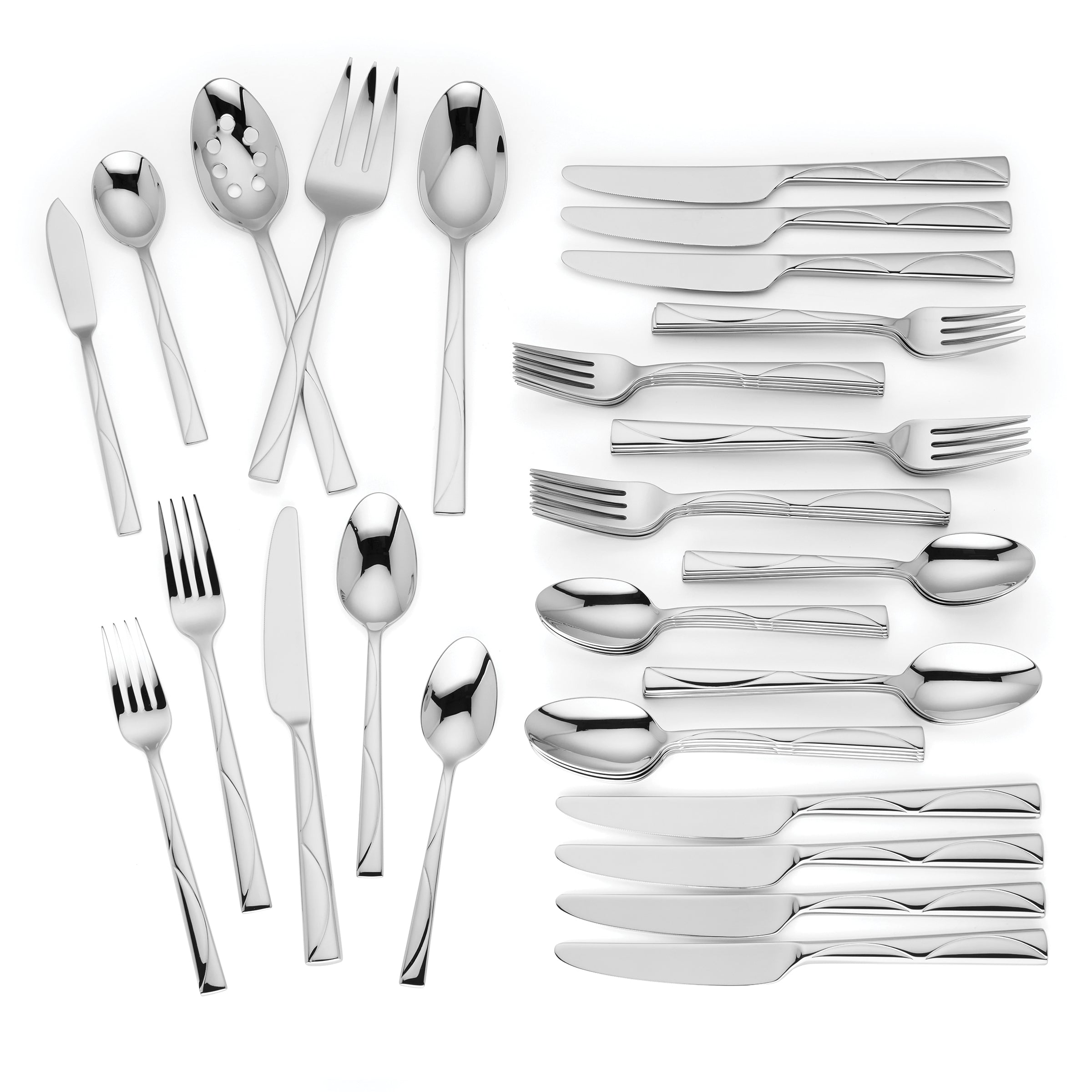45-Piece Stainless Steel Flatware Set with Scalloped Design | Kate Spade