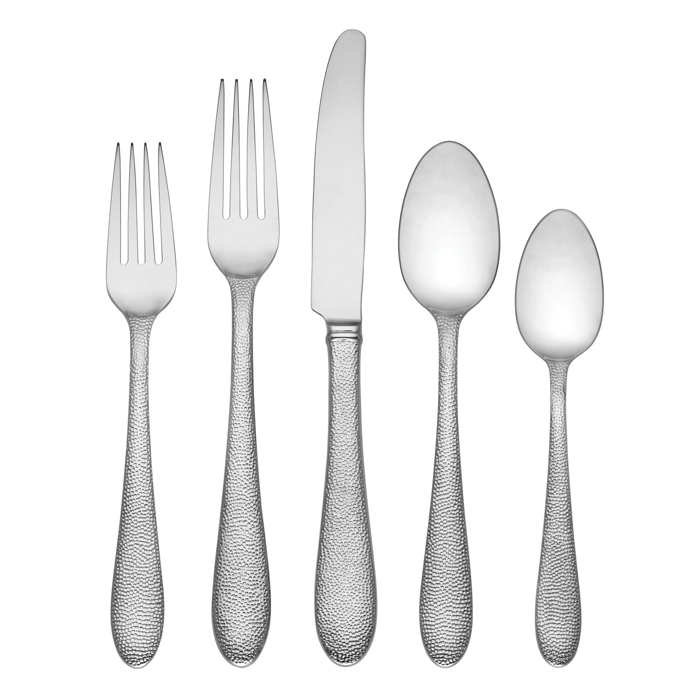 65-Piece Stainless Steel Flatware Set with Hammered Texture | Haveson