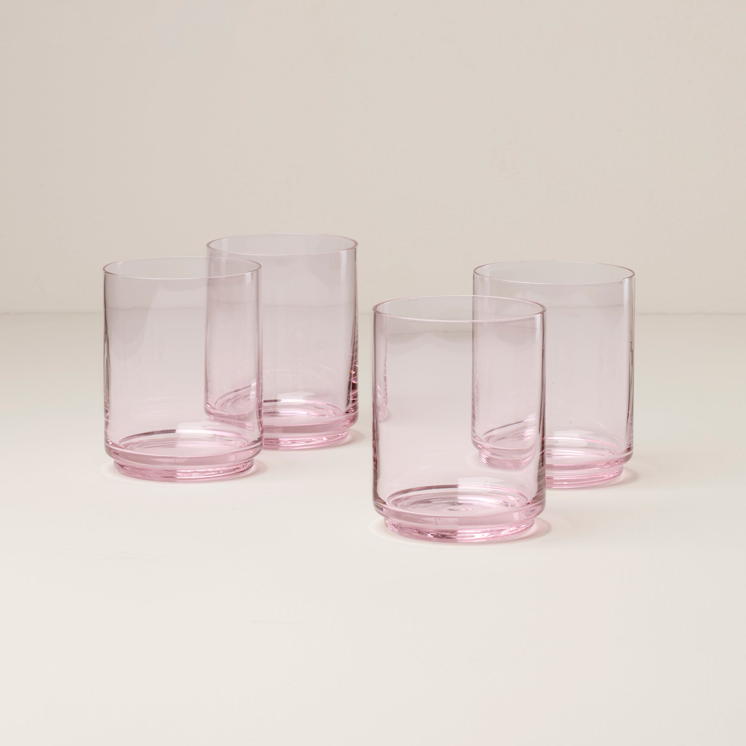 Stackable Blush Tall Glasses for Iced Drinks & Cocktails | Tuscany Set of 4