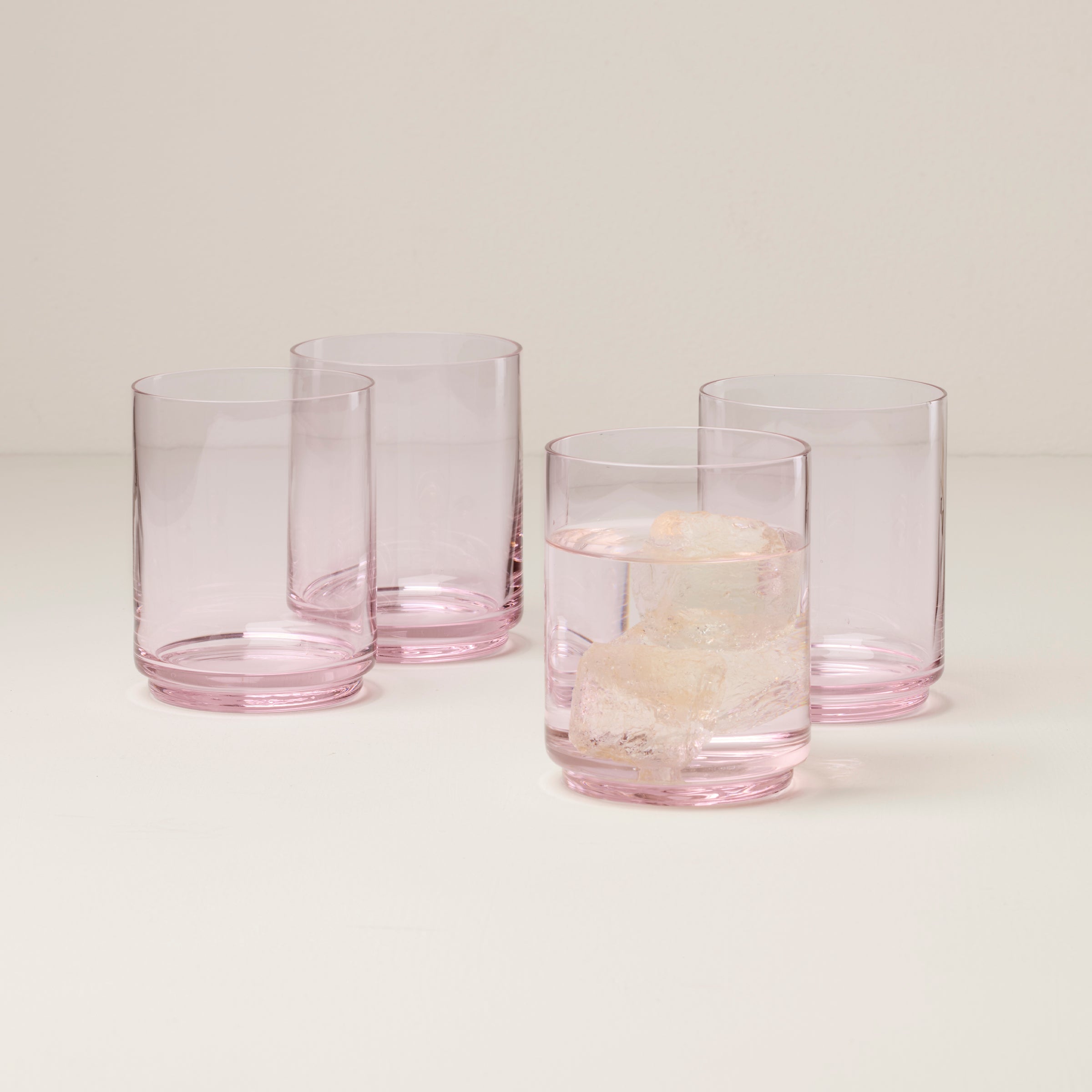 Stackable Blush Tall Glasses for Iced Drinks & Cocktails | Tuscany Set of 4