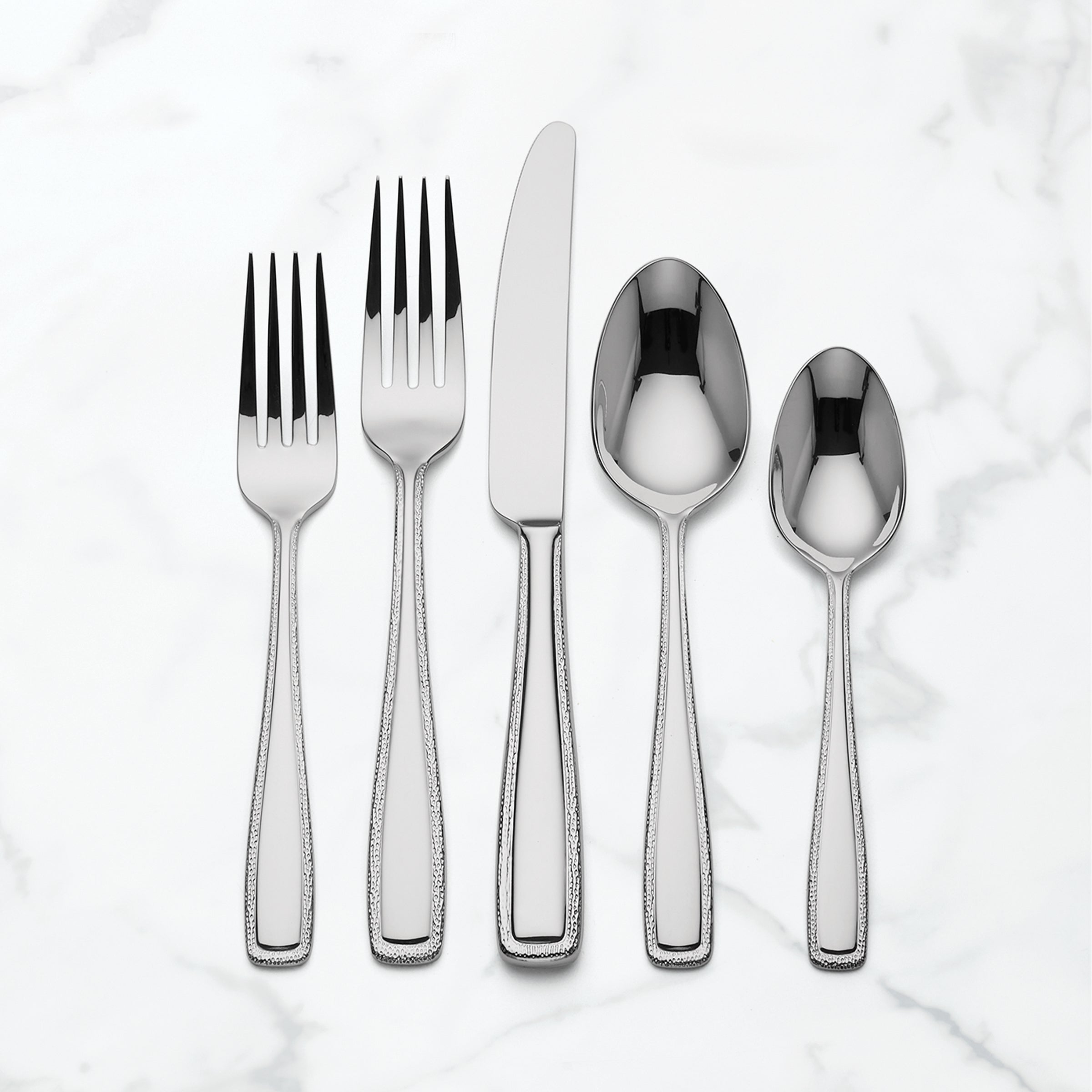 42-Piece Flatware Set with Artisanal Beaded Design | Stonecliff
