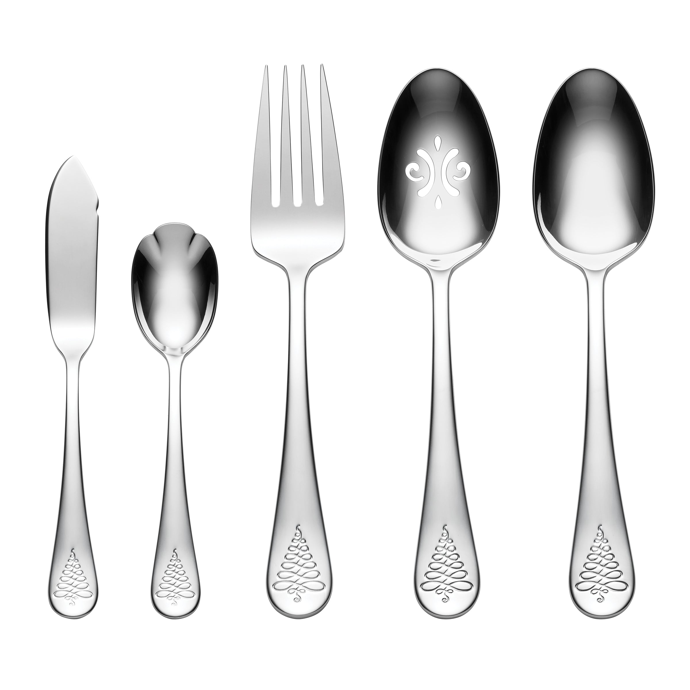 65-Piece Flatware Set with Evergreen Tree Design | Noella