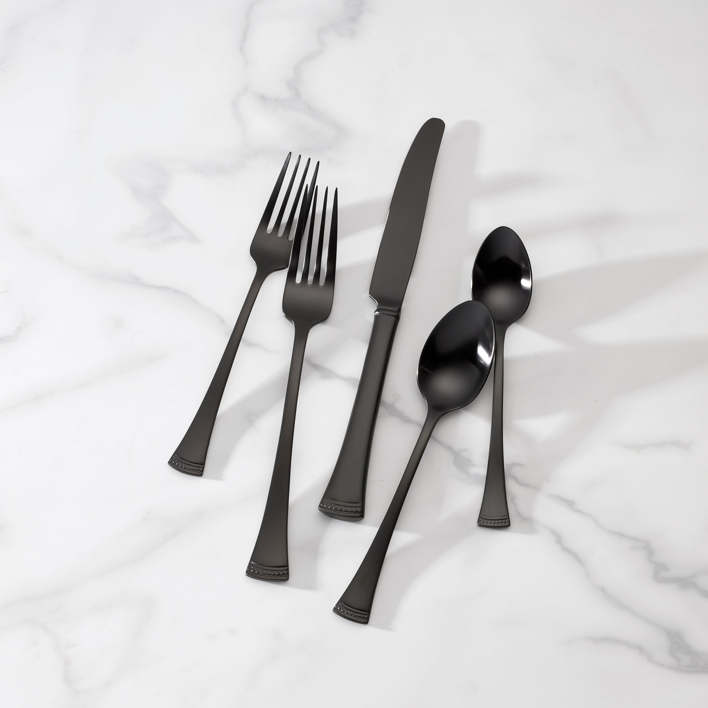 Black Satin Flatware Set for 4 | Portola 20-Piece