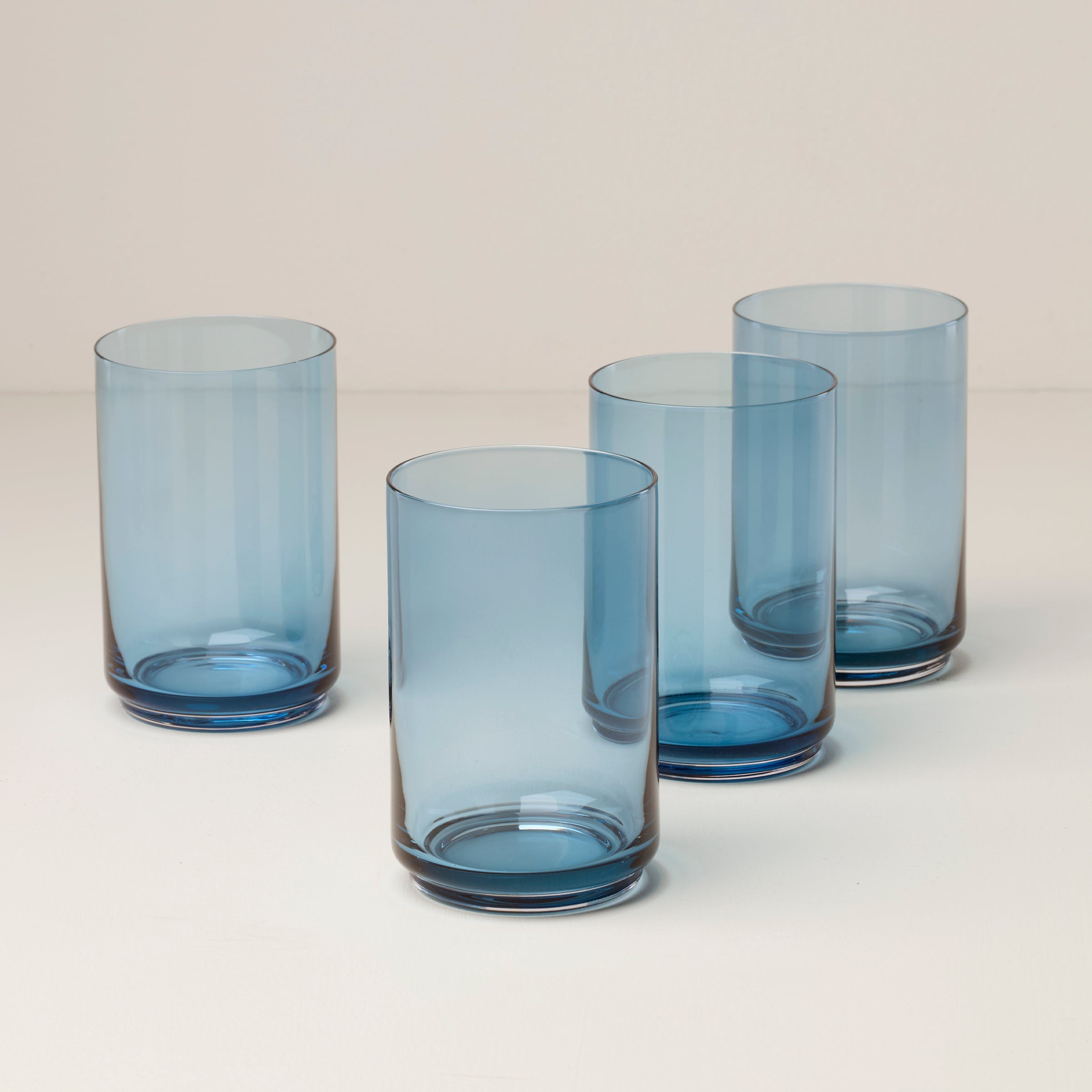Stackable Blue Cooler Glasses for Iced Drinks | Tuscany Set of 4
