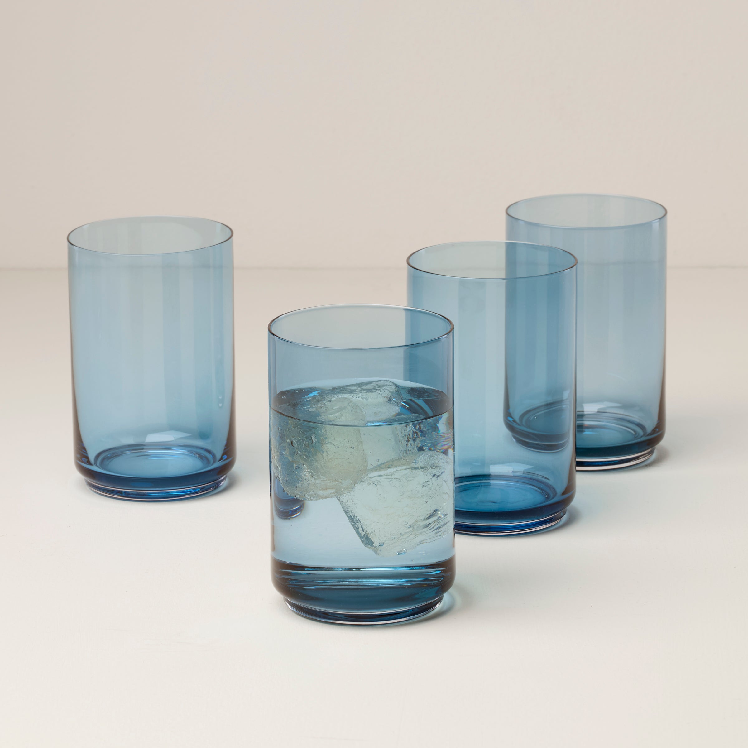Stackable Blue Cooler Glasses for Iced Drinks | Tuscany Set of 4