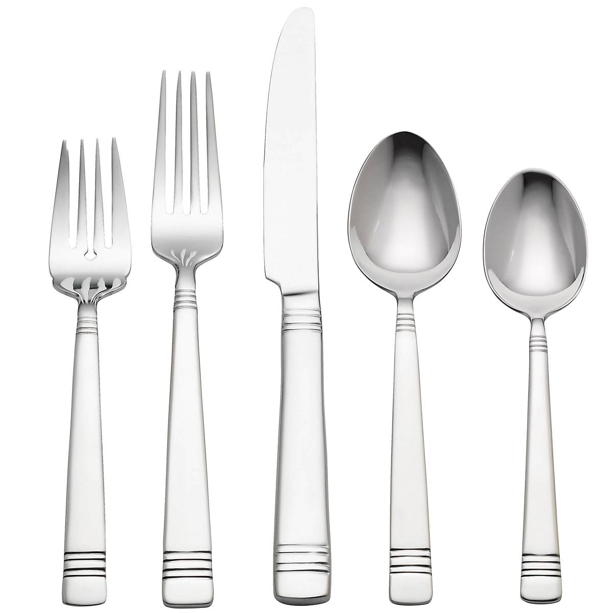 65-Piece Stainless Steel Flatware Set with Striped Handles | Longwood II