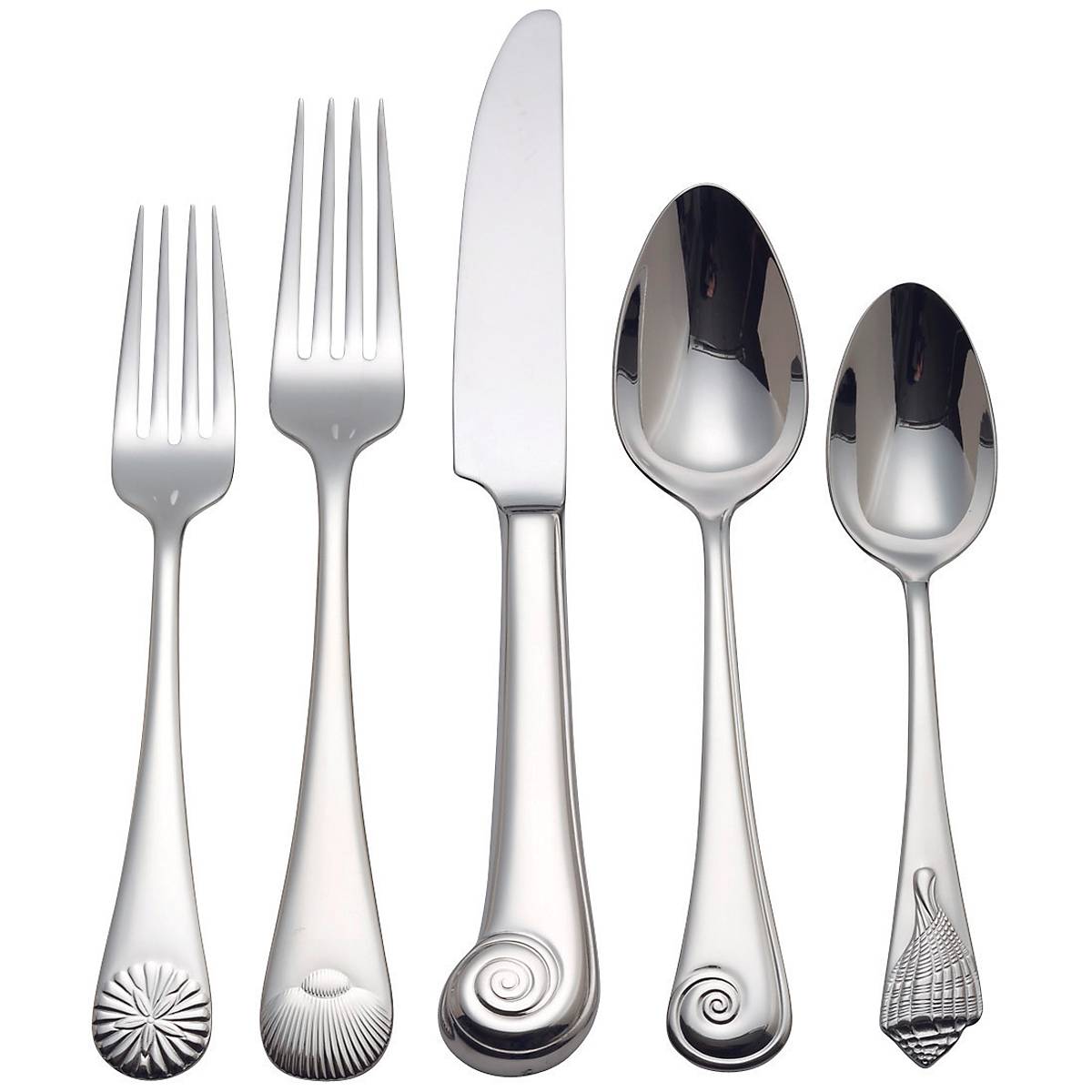 Seashell Design Stainless Steel Flatware Set | 5-Piece Place Setting