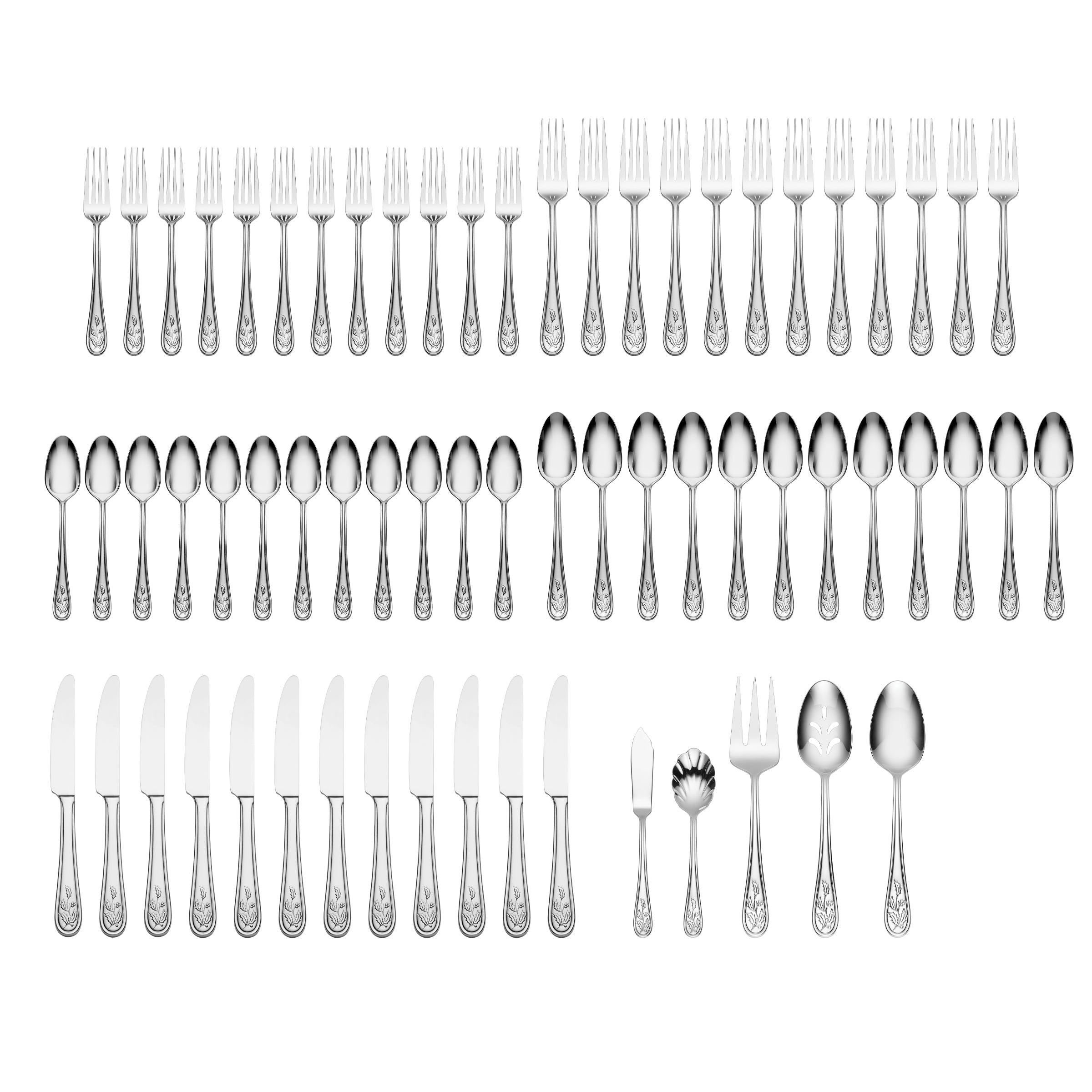 Holiday Flatware Set 65-Piece with Holly & Berry Design