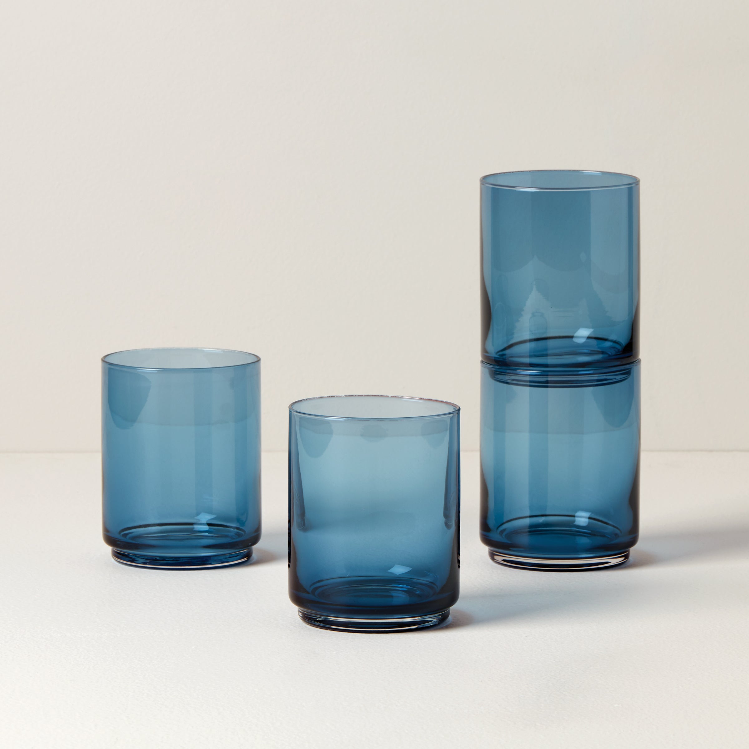 Stackable Blue Tall Drinking Glasses - Set of 4 | Tuscany Classics