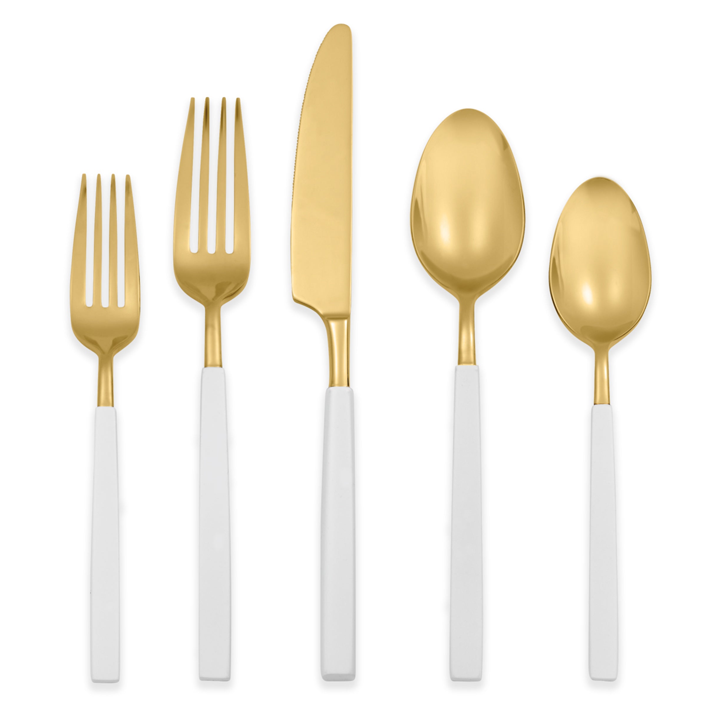 Gold & White Enamel Flatware Set 5-Piece | Marion by Argent Orfevres