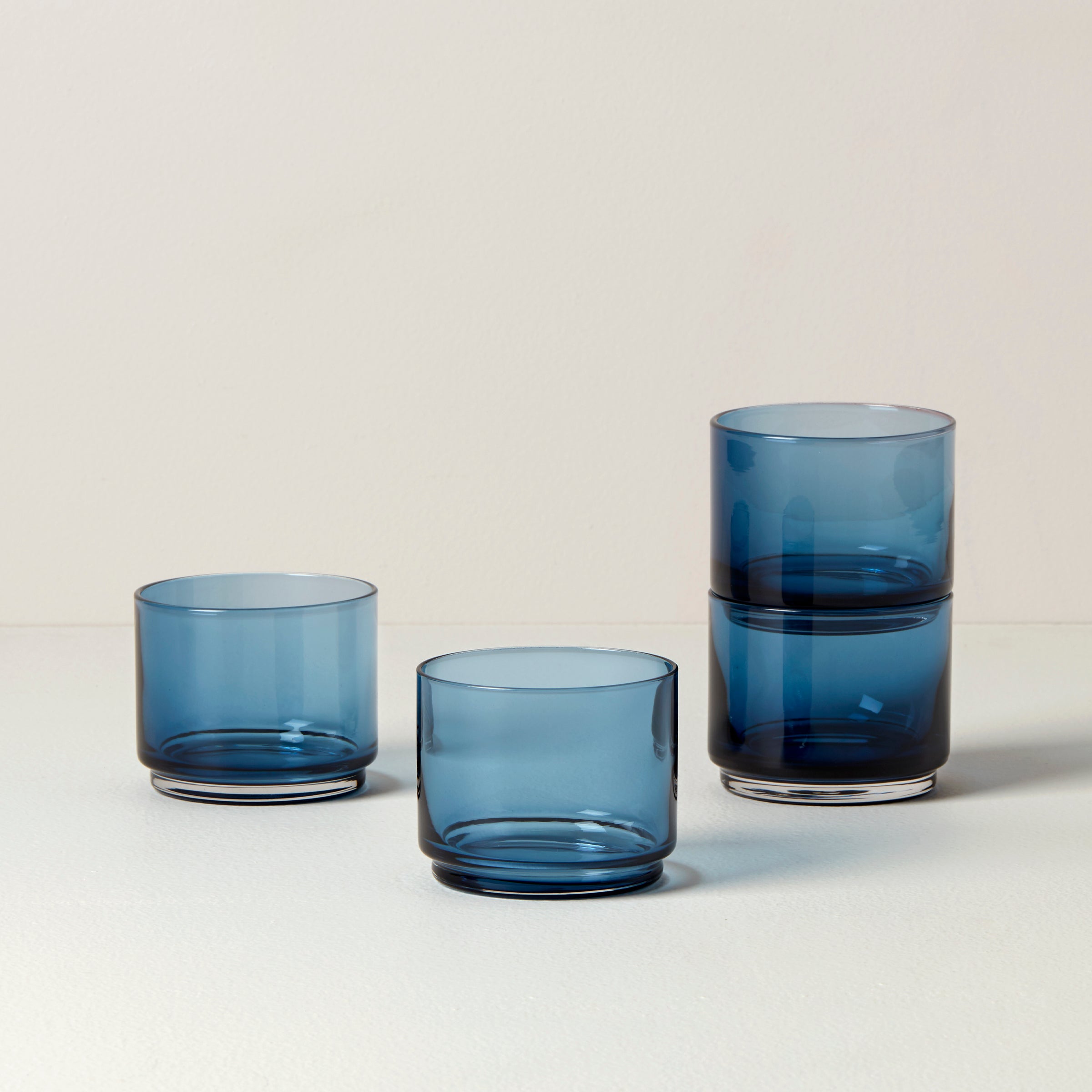 Stackable Blue Drinking Glasses - Set of 4 | Tuscany Classics