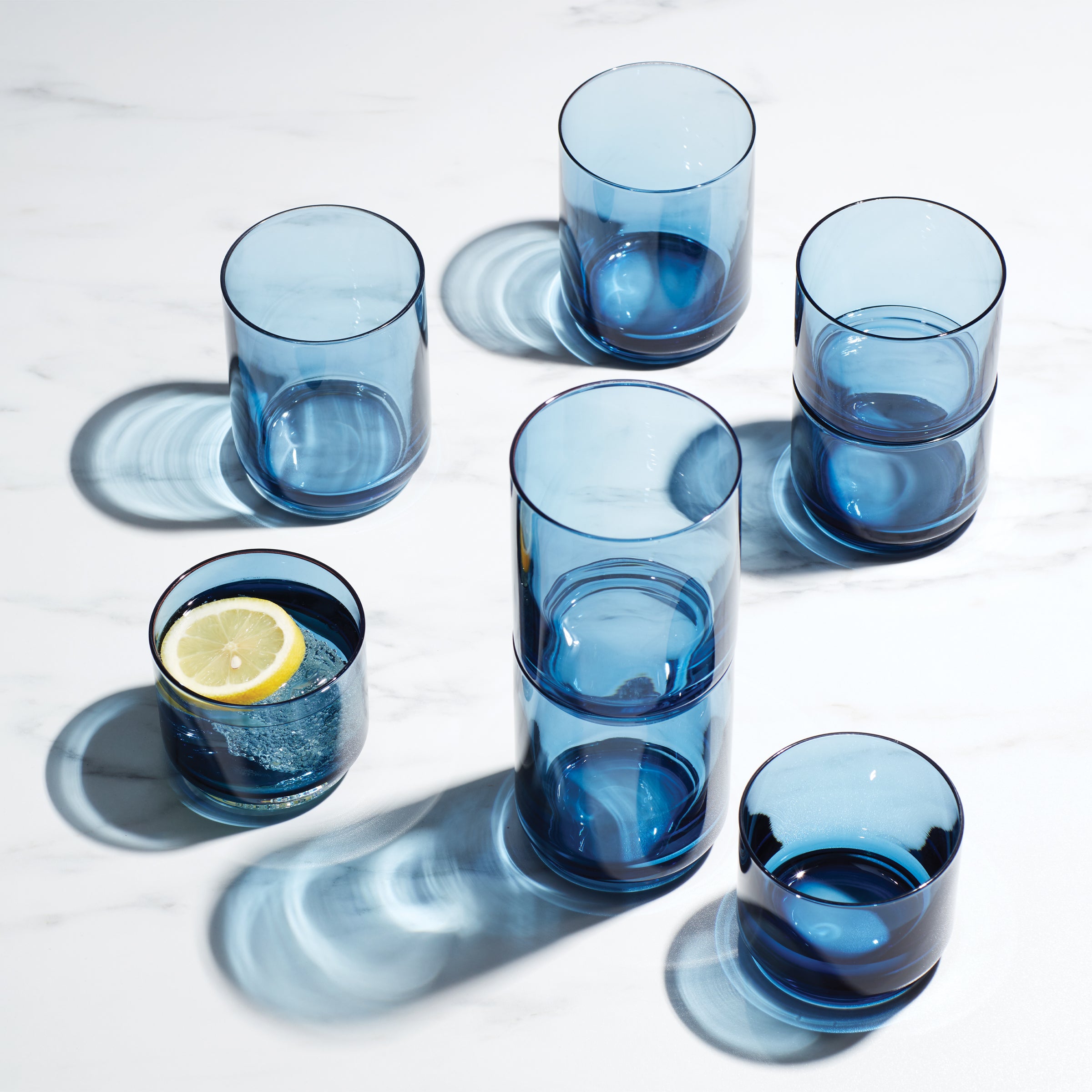 Stackable Blue Drinking Glasses - Set of 4 | Tuscany Classics