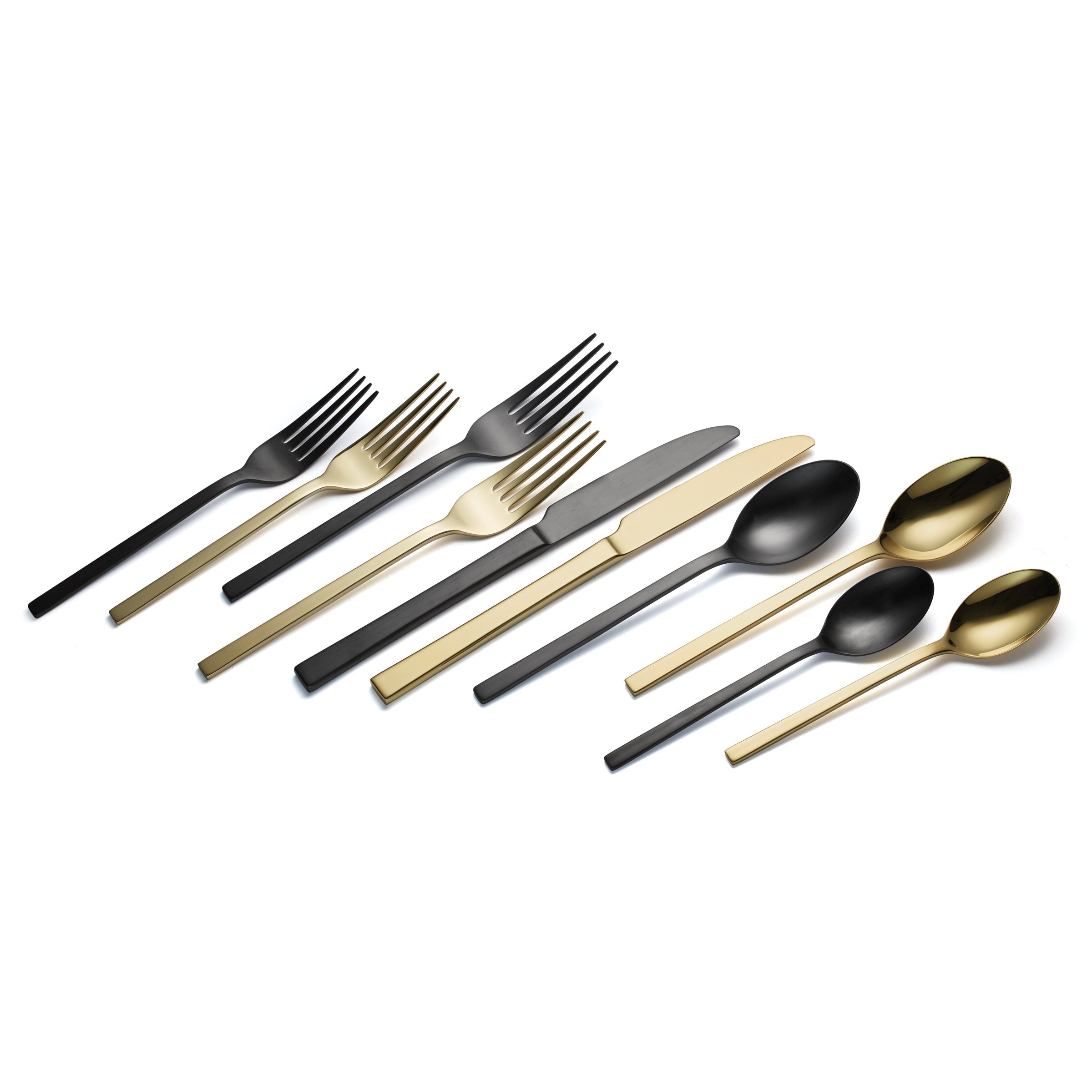 40-Piece Flatware Set in Black & Champagne | Allay