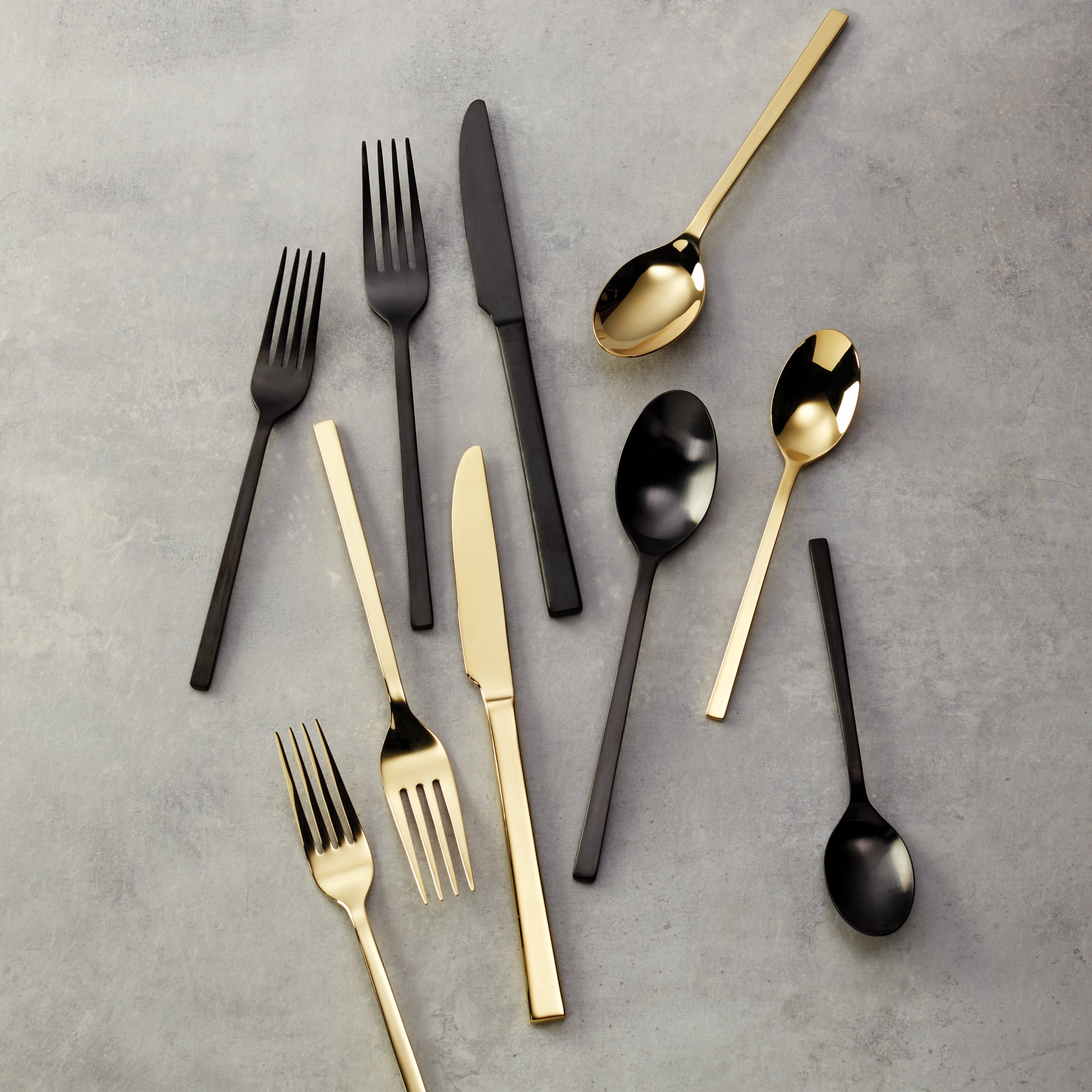 40-Piece Flatware Set in Black & Champagne | Allay