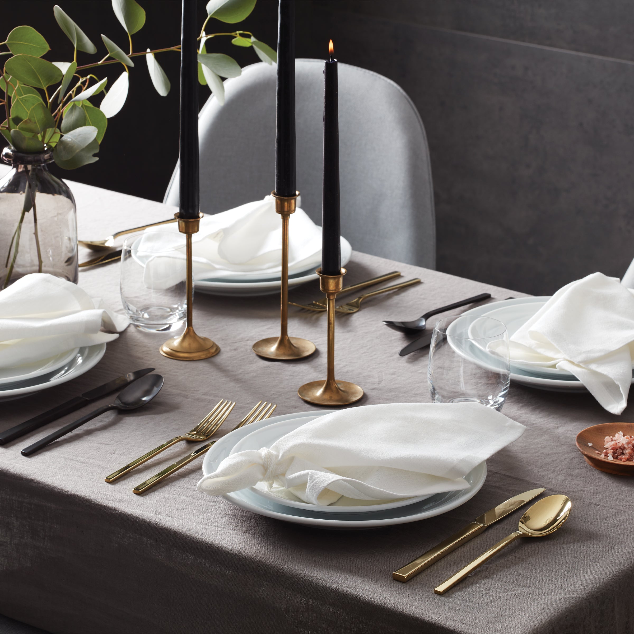 40-Piece Flatware Set in Black & Champagne | Allay