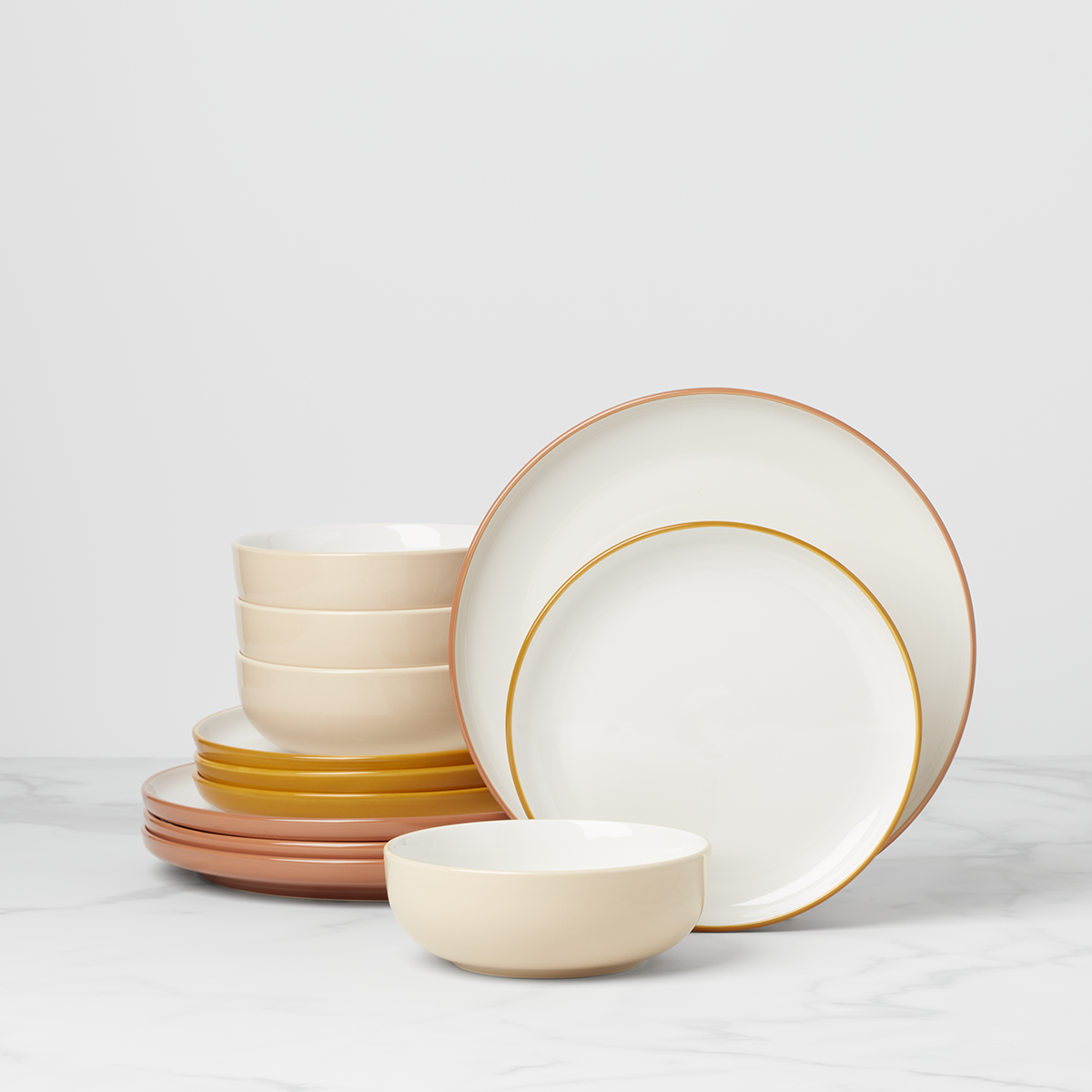 Ombre Dinnerware Set 12-Piece for Casual Dining | 24 Seven Colors