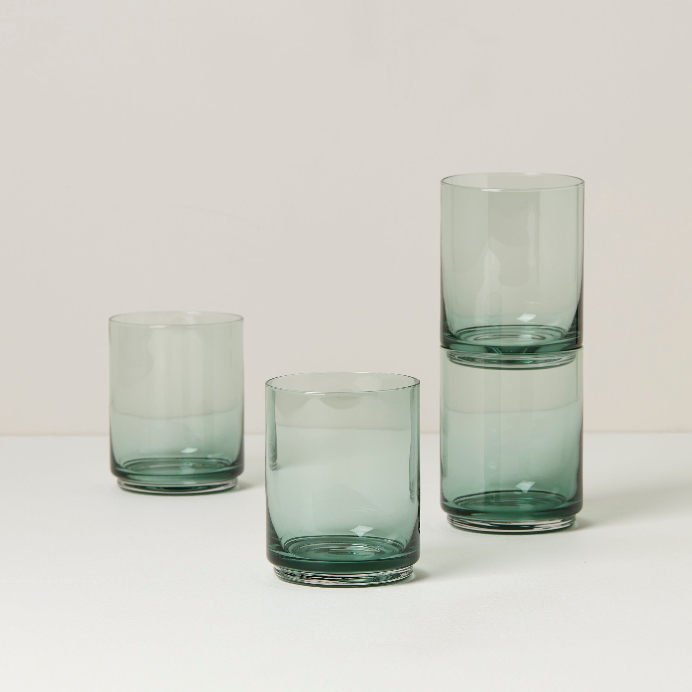 Stackable Green Tall Drinking Glasses - Set of 4 | Tuscany Classics