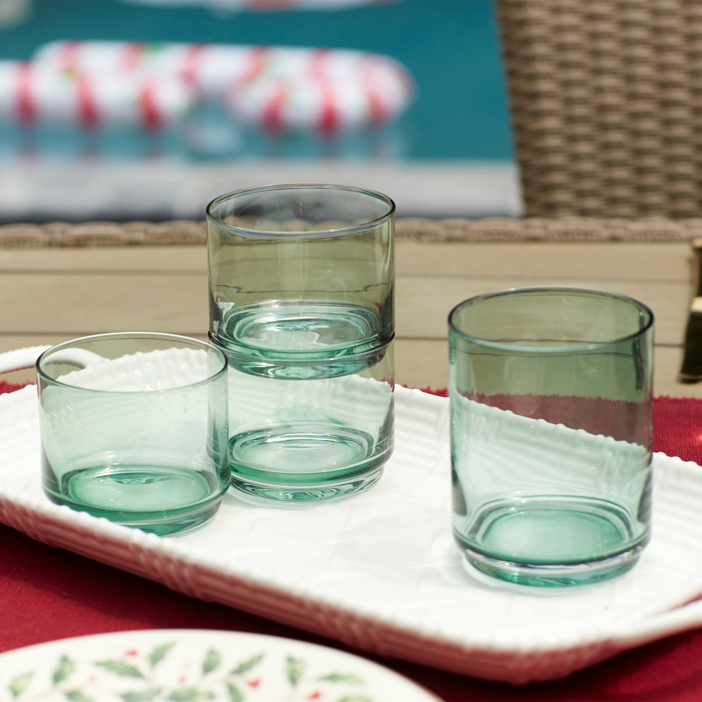 Stackable Green Tall Drinking Glasses - Set of 4 | Tuscany Classics