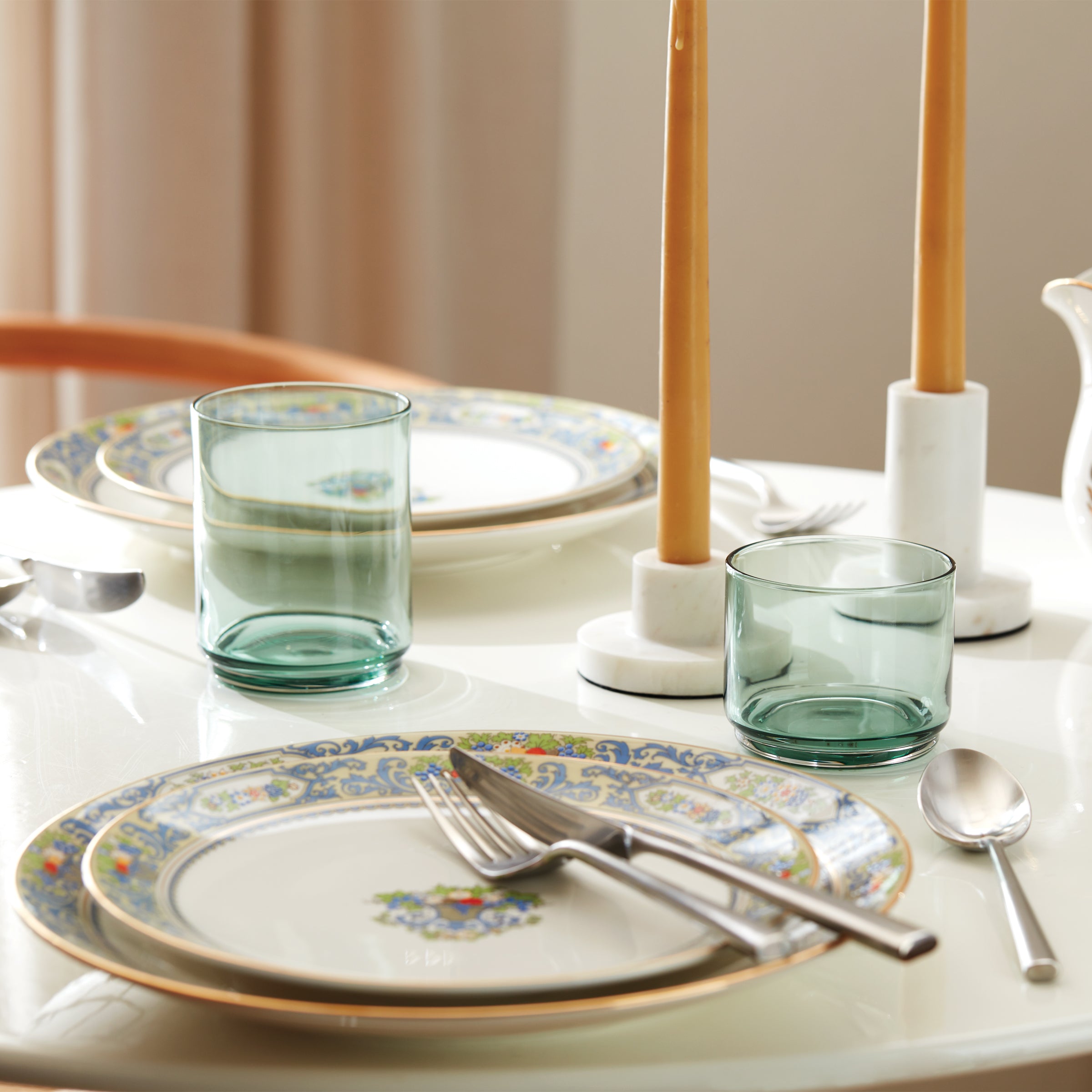 Stackable Green Tall Drinking Glasses - Set of 4 | Tuscany Classics