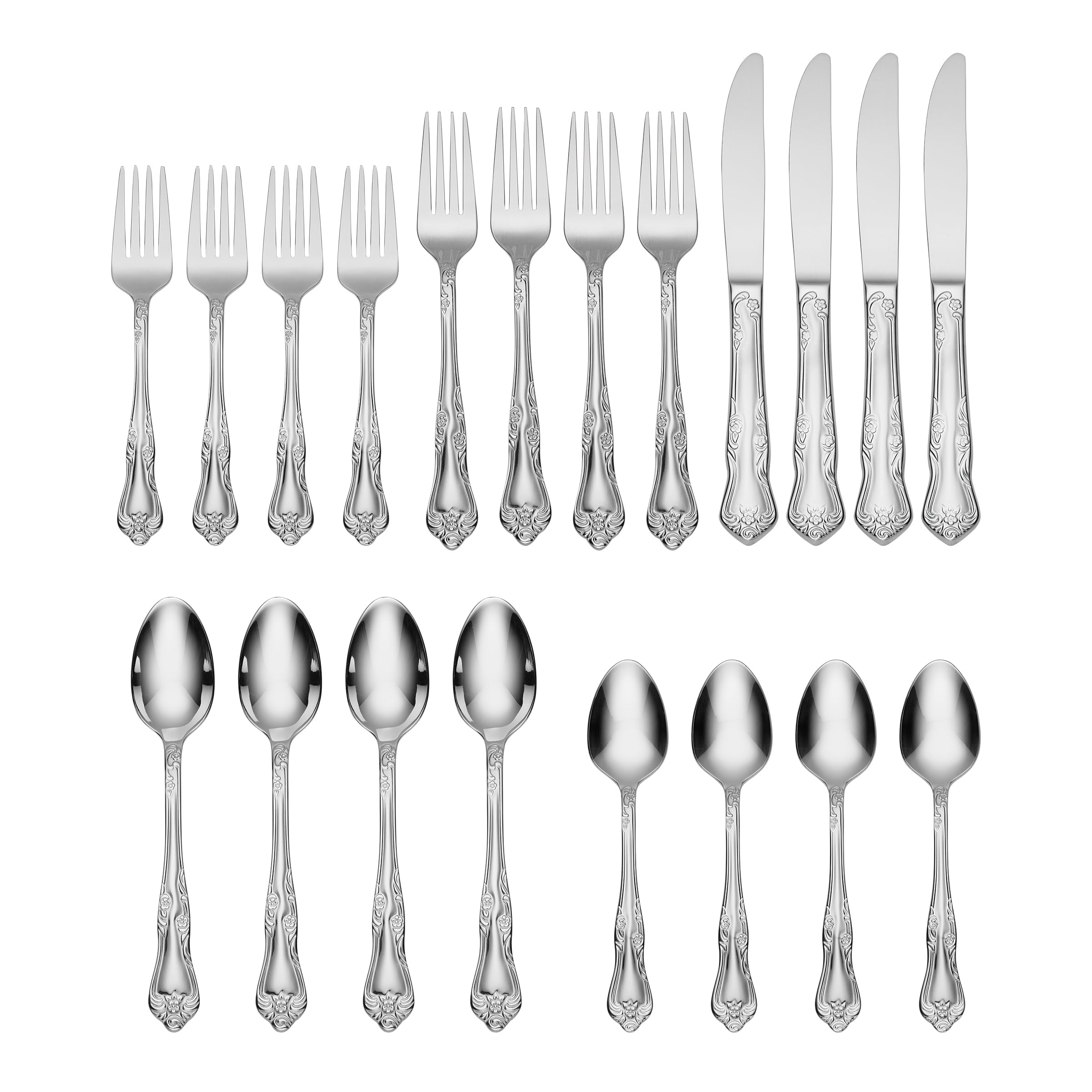 20-Piece Flatware Set with Floral Design | Azalea