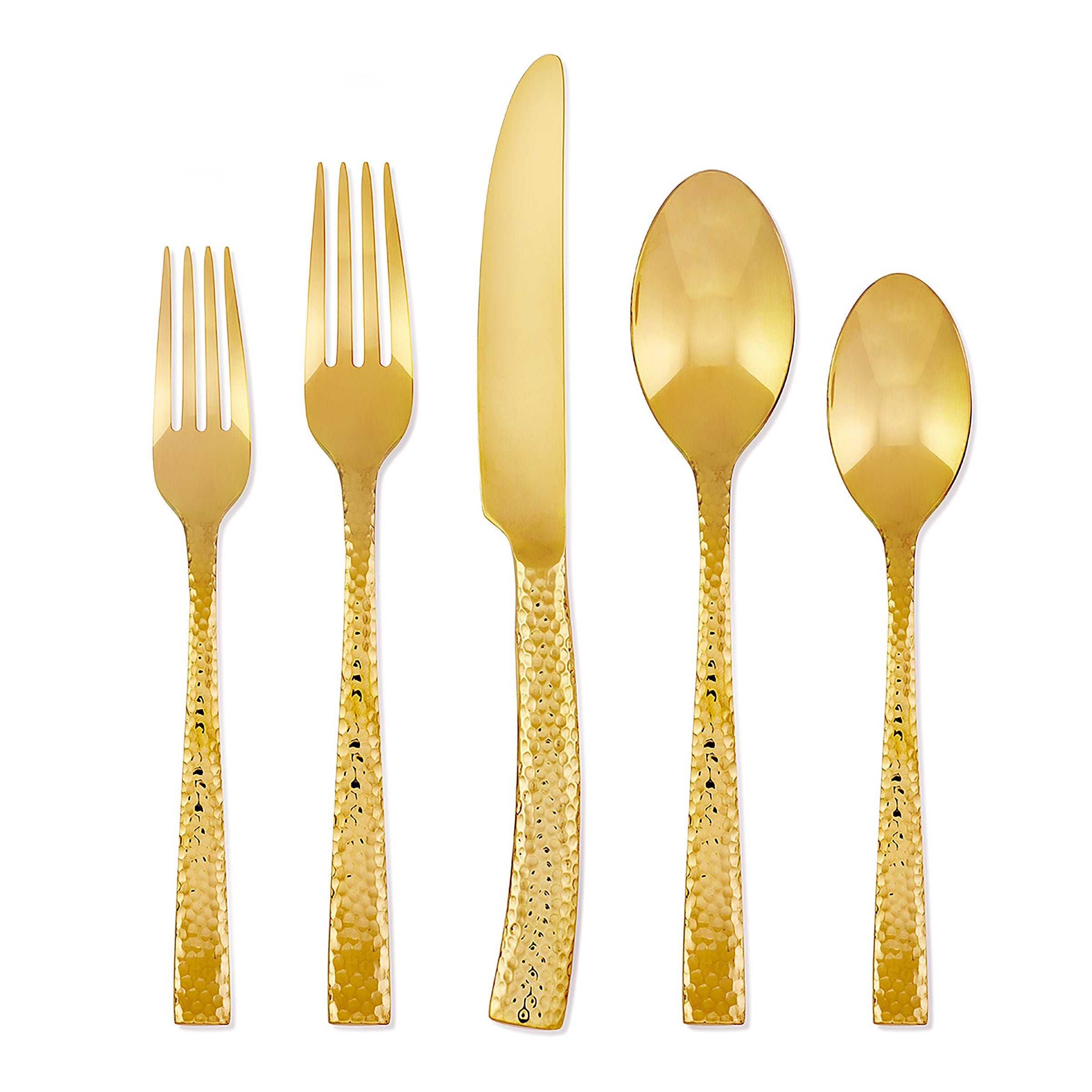 Gold Titanium Flatware Set with Hammered Finish | Paris by Argent Orfevres