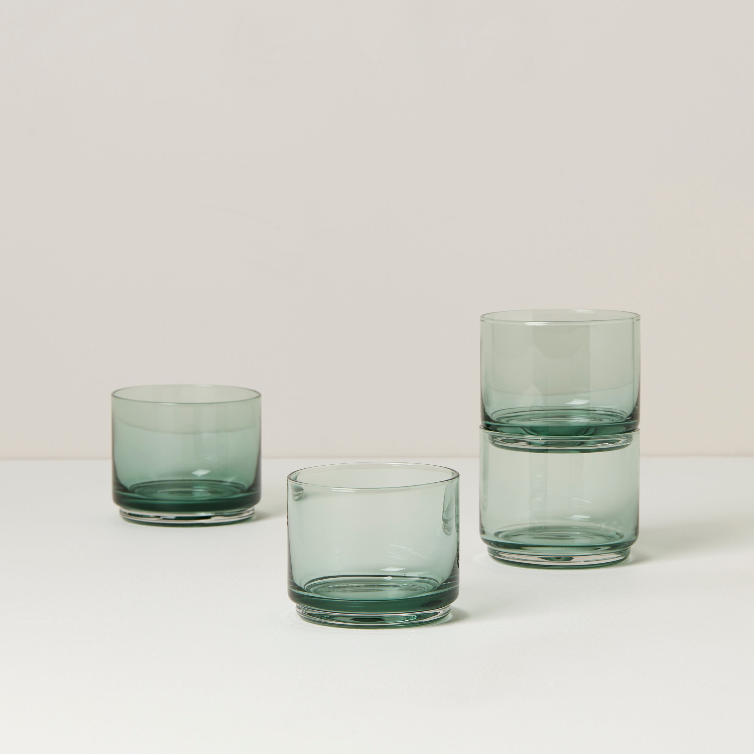 Stackable Green Short Glasses Set of 4 | Tuscany Classics