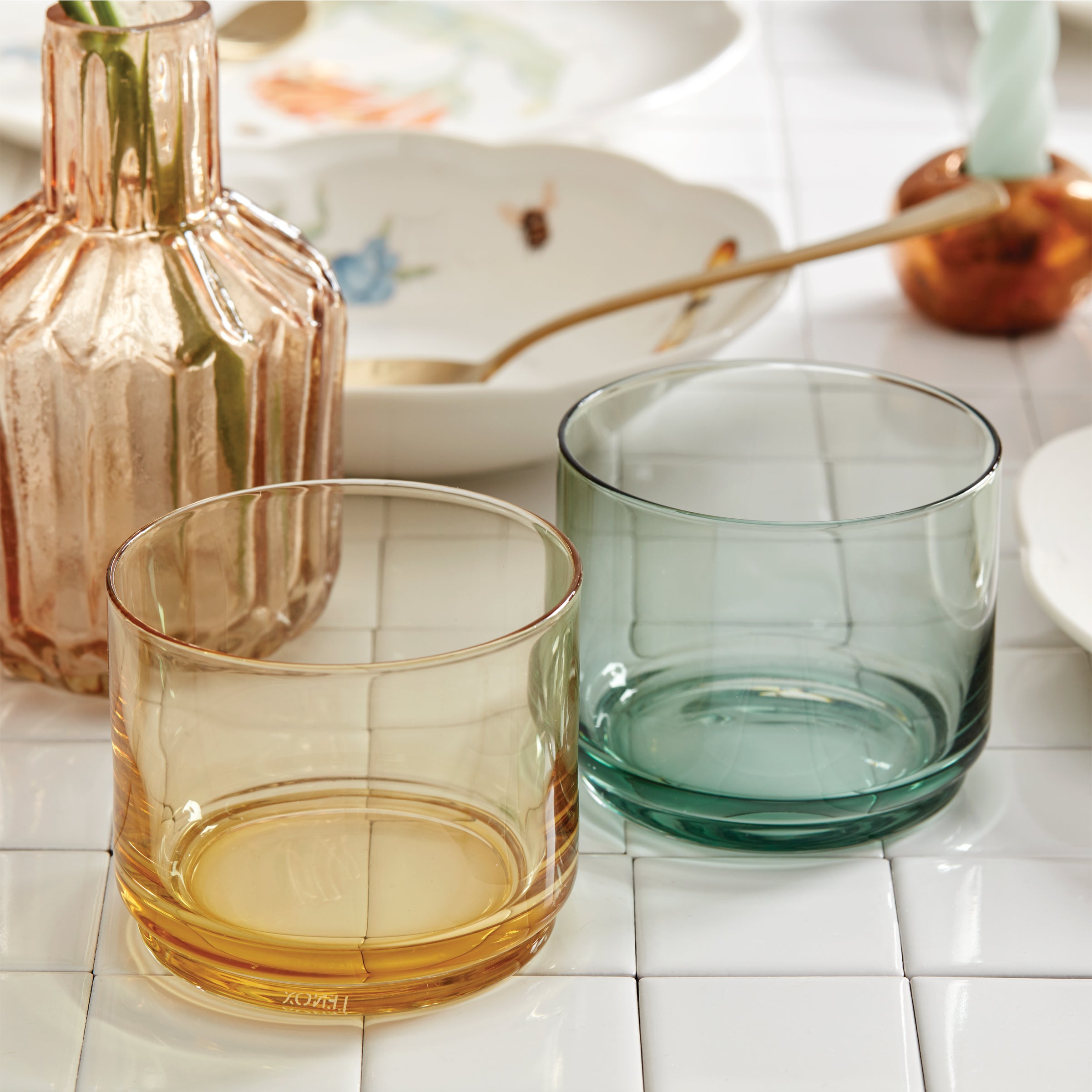 Stackable Green Short Glasses Set of 4 | Tuscany Classics