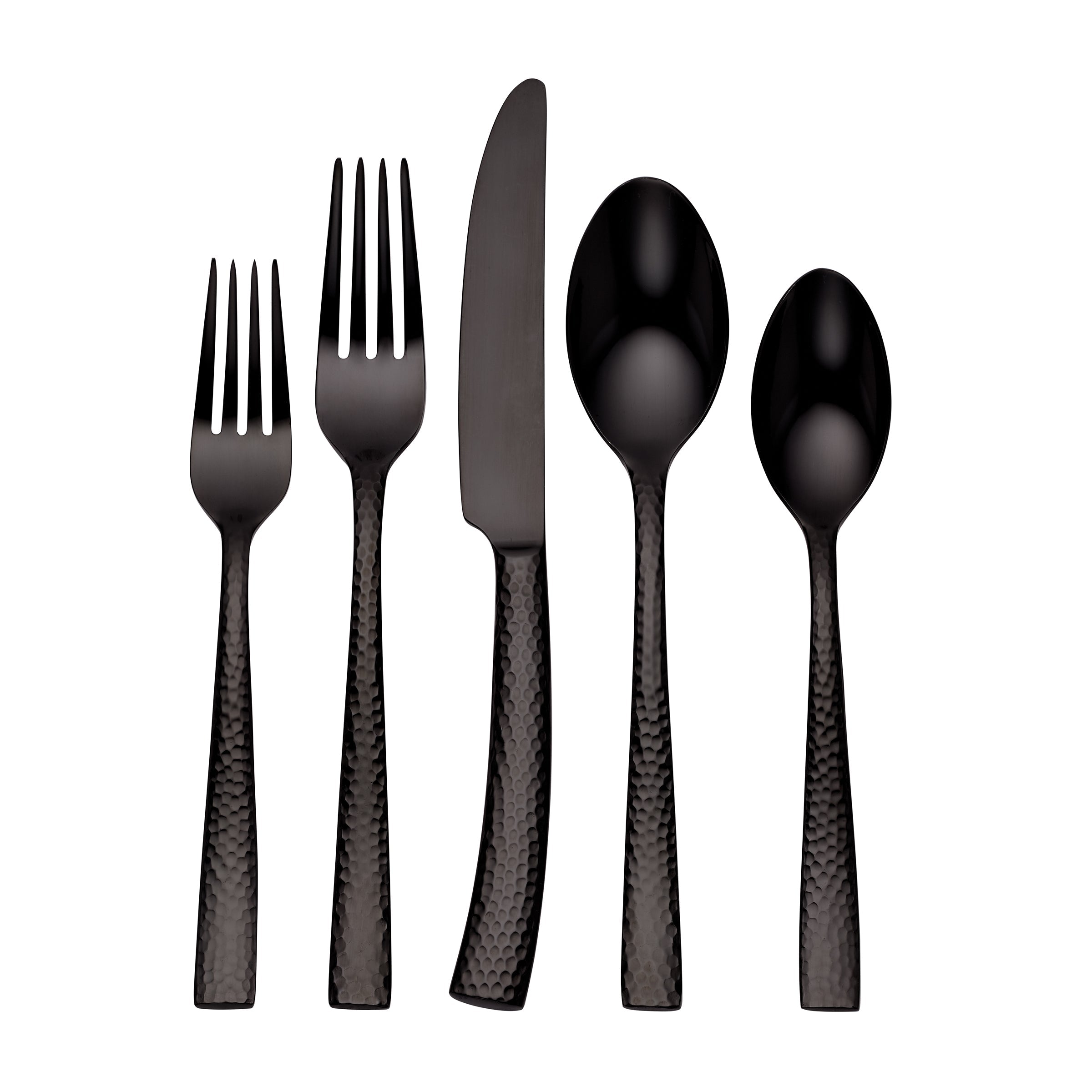 Hammered Gunmetal Flatware Set 20-Piece | Paris Titanium