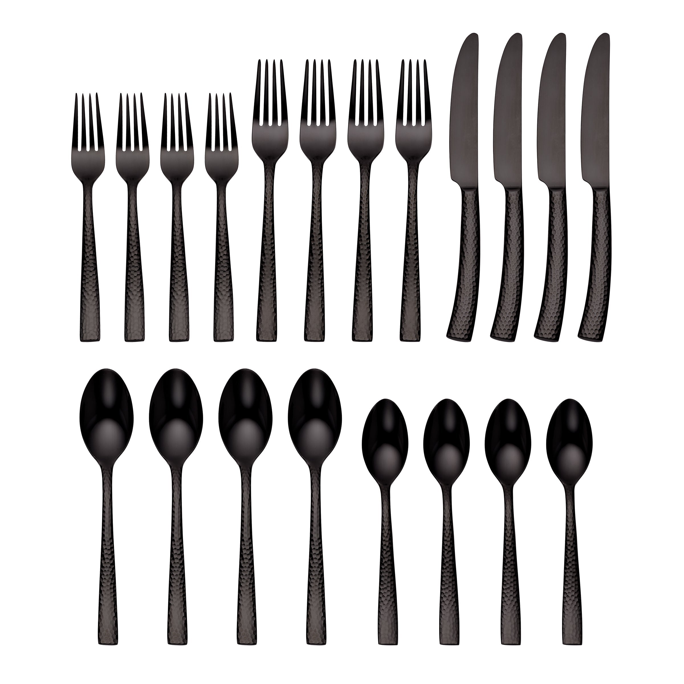 Hammered Gunmetal Flatware Set 20-Piece | Paris Titanium